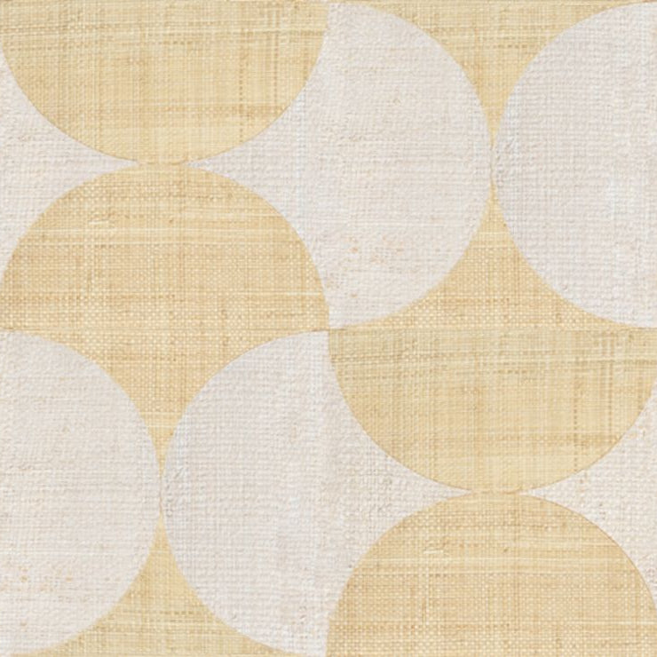 Natural wallpaper with a geometric pattern made of raffia SUMBA - NATURAL WHITE with gold