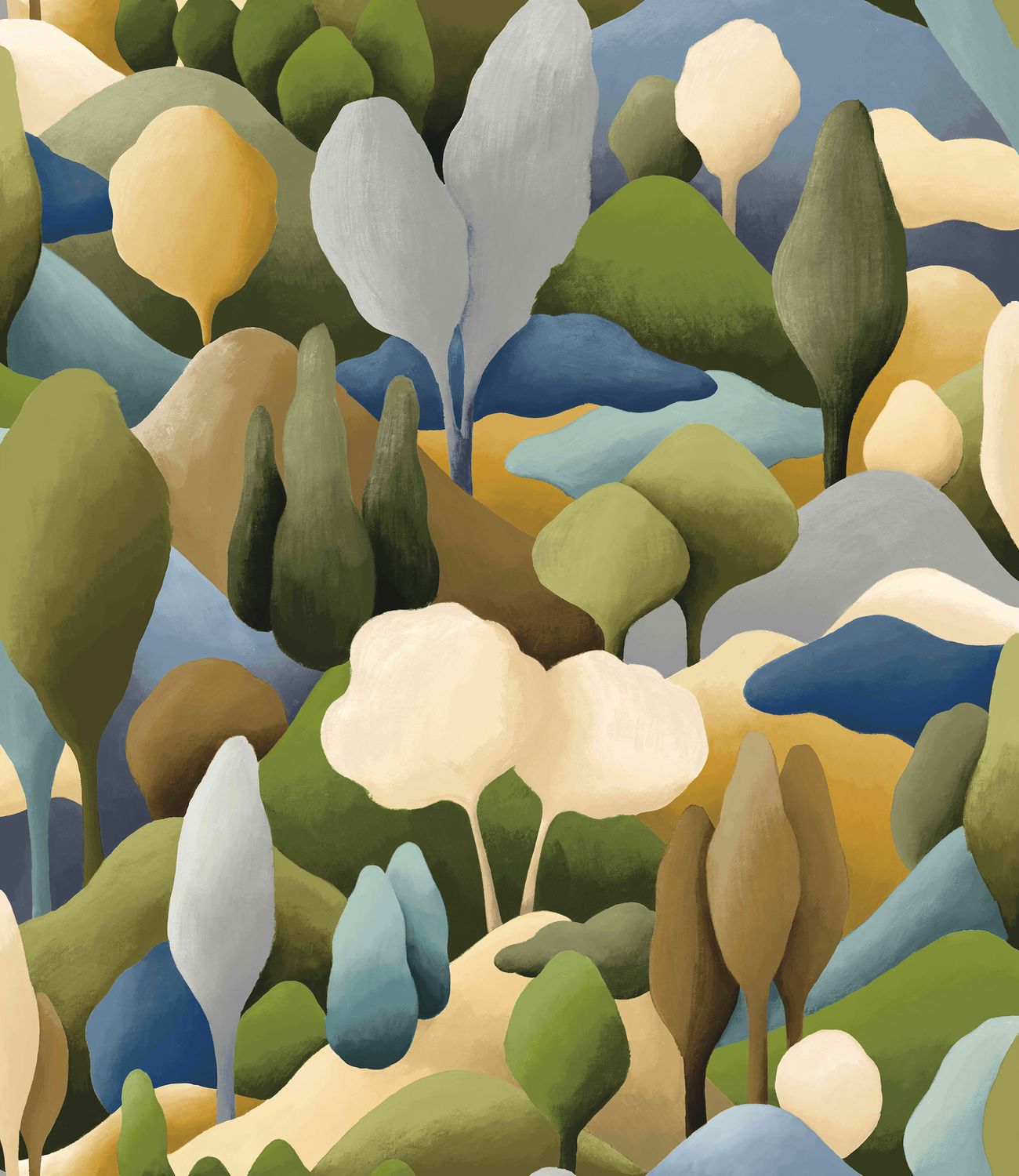 Textile wallpaper with a plant motif ORÉE - KHAKI/OCHRE khaki with beige