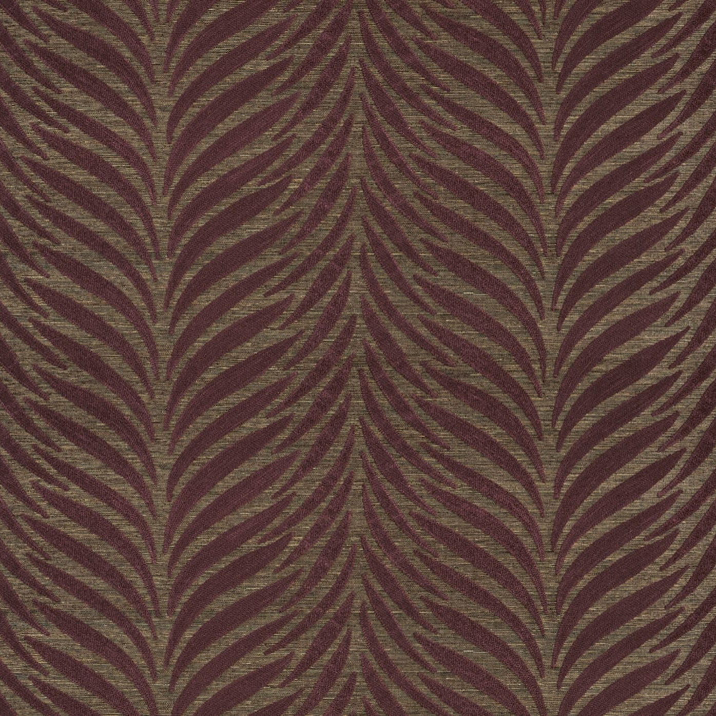 Textured fabric wallpaper embroidered with a leaf motif ORNAMENTA - AUBERGINE ÉBÈNE burgundy