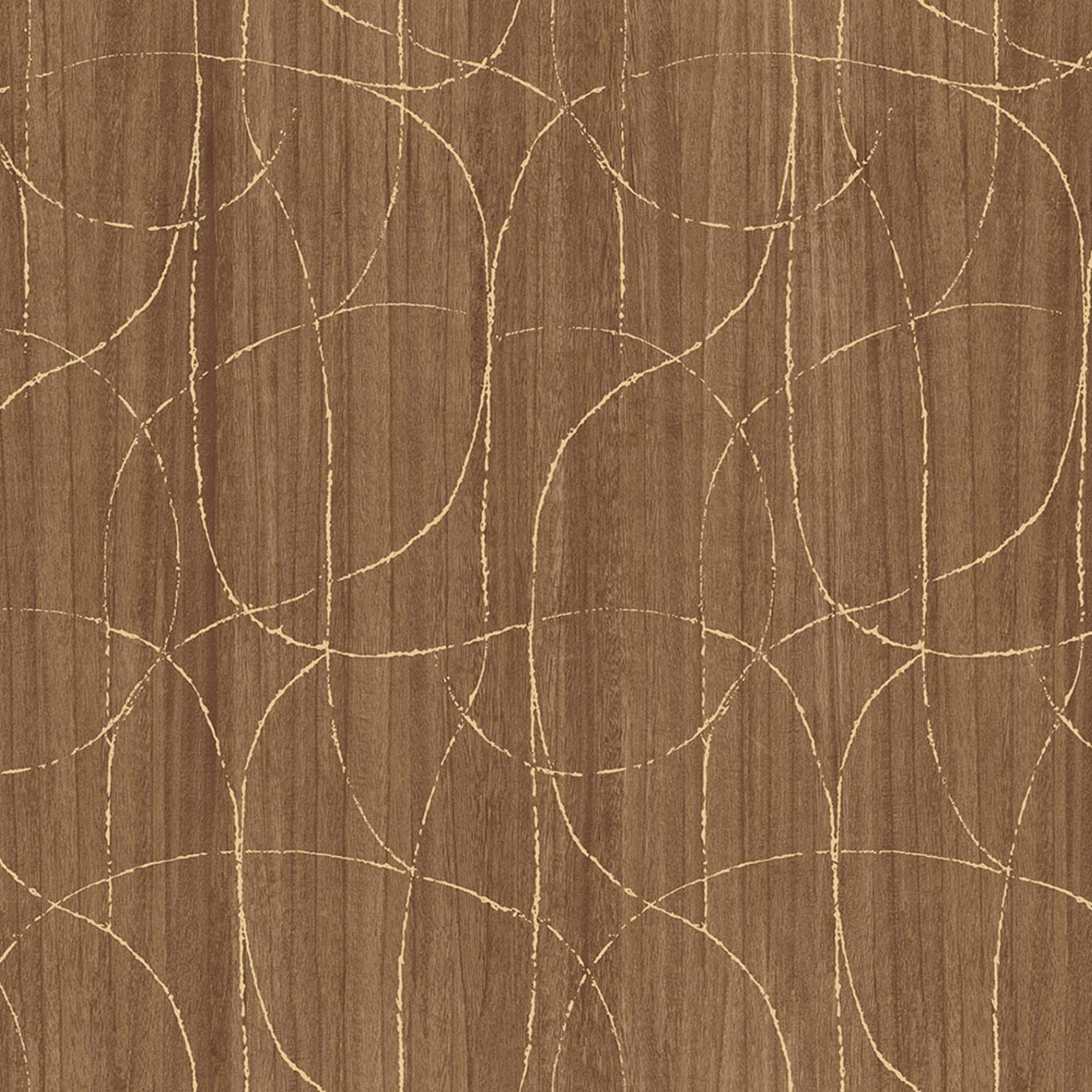 Veneered wallpaper with a metallic abstract pattern SPLENDEUR - DARK OAK OR orange oak