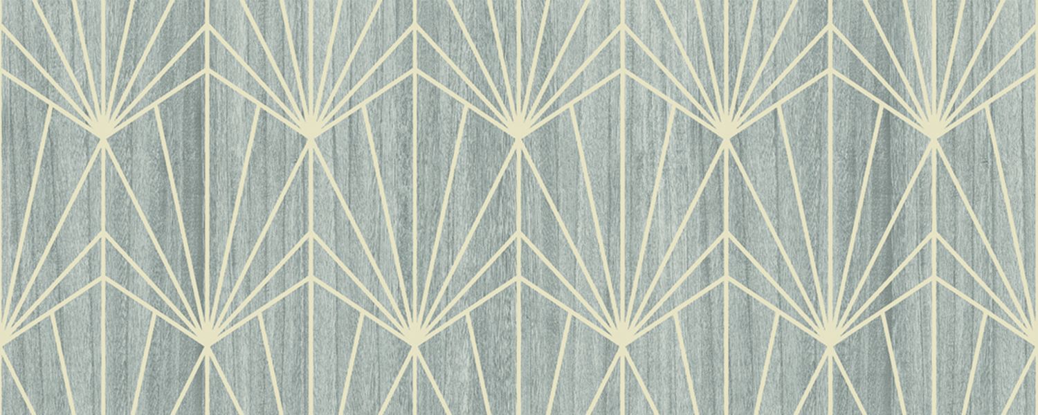 Art Deco Geometric Patterned Veneer Wallpaper MYTHIQUE - PLATINUM BLUE PLATINE platinum blue