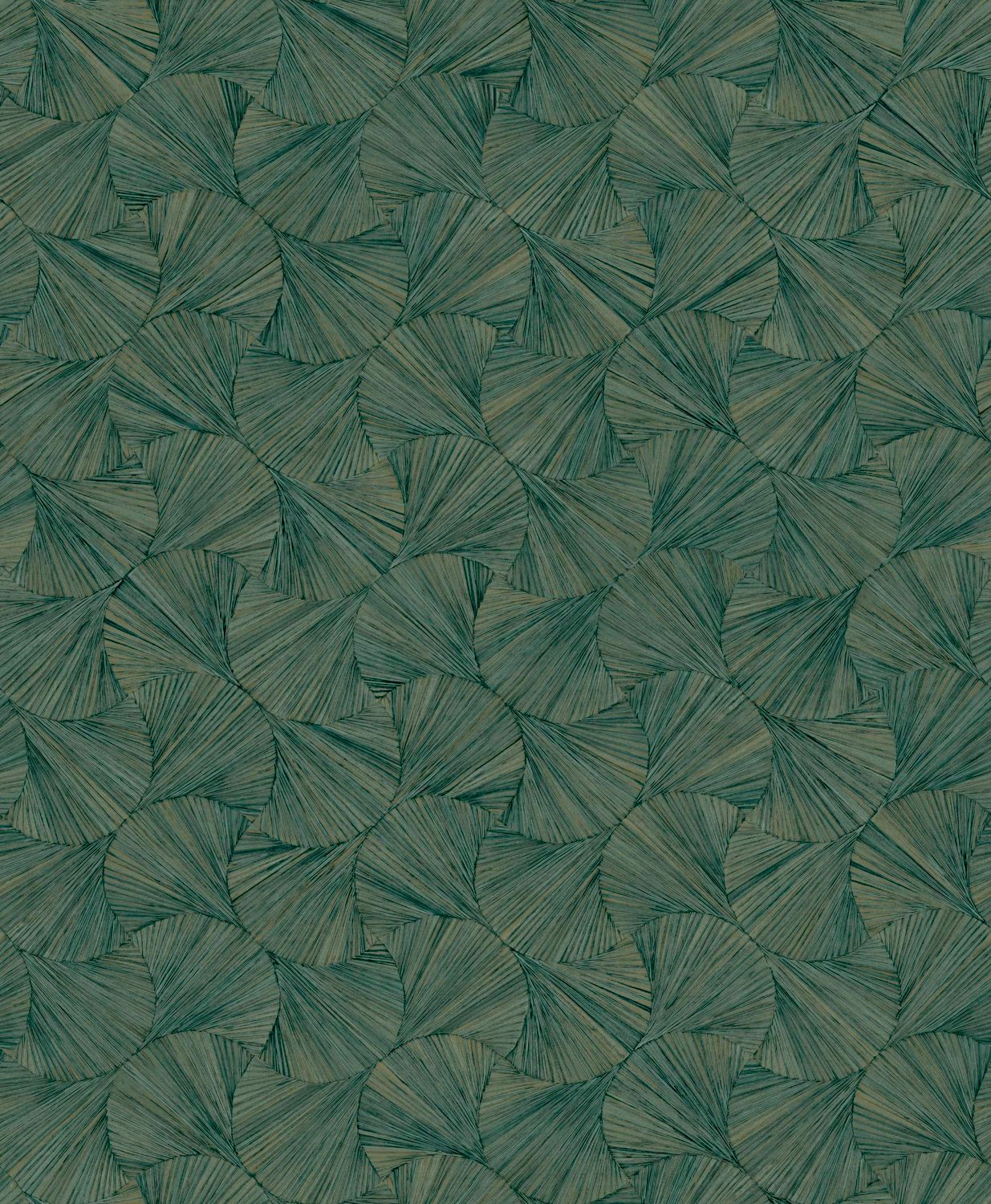 Geometric Textured Wallpaper with Leaf Plant Motif LOMBOK - ÉMERAUDE Emerald
