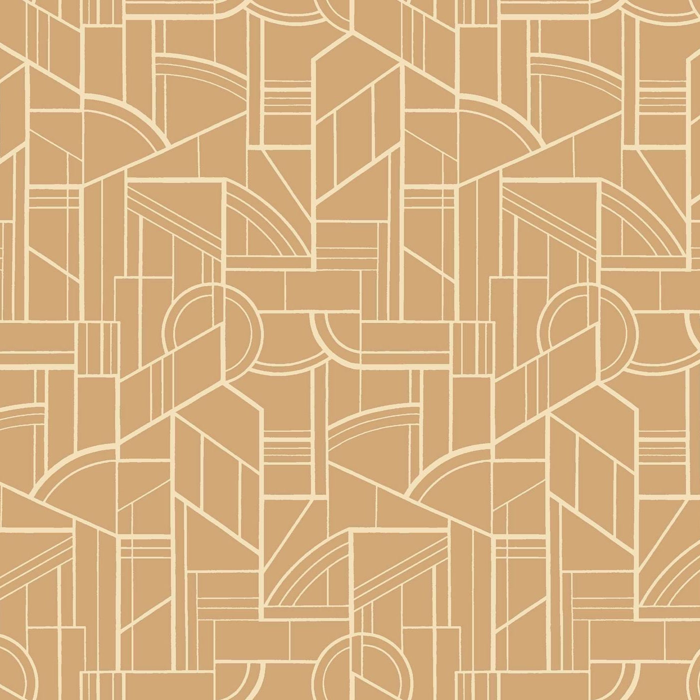 Metallische Tapete mit geometrischem Muster CINÉTIQUE - NUDE warmes Beige