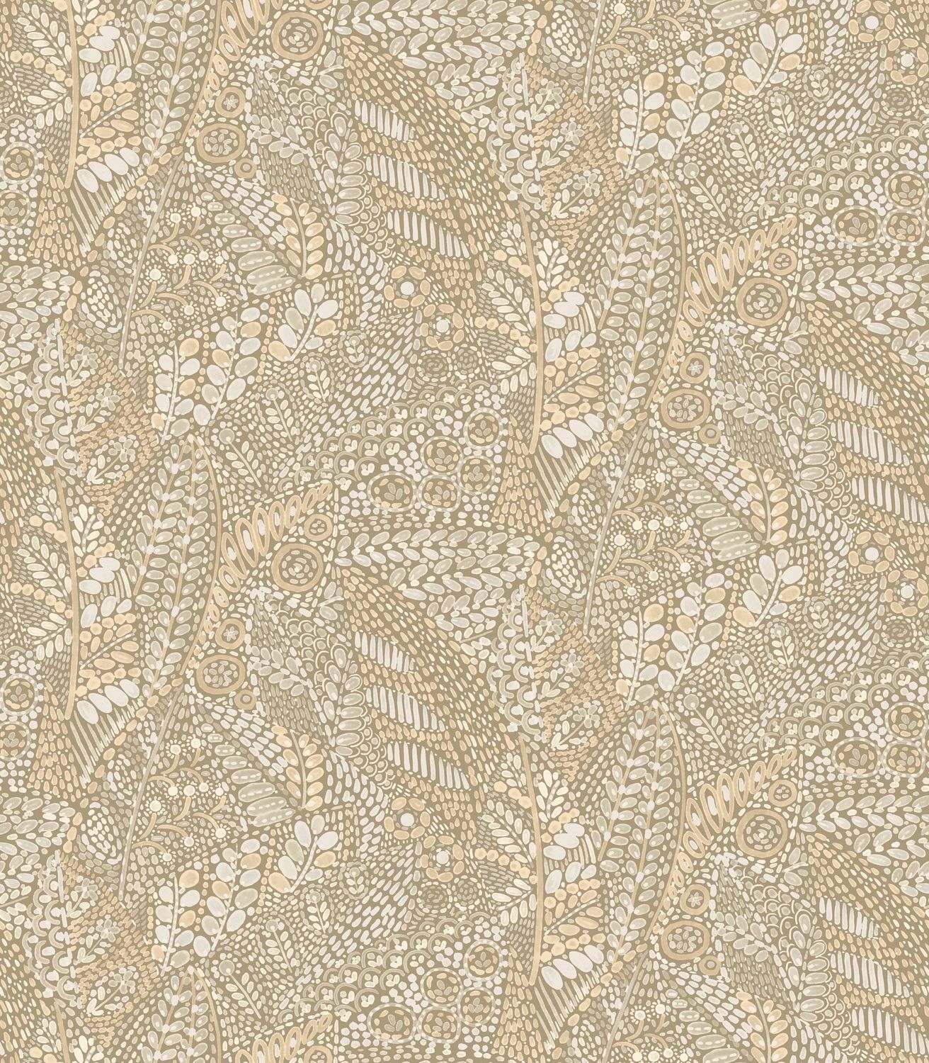 TALAVERA Plant Motif Wallpaper - MARRON GLACÉ Muted Brown