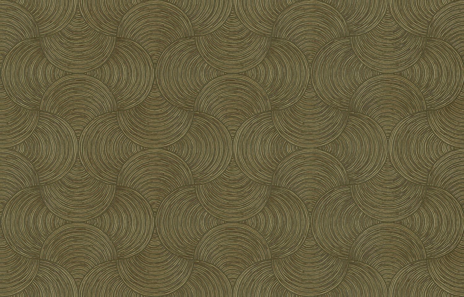 Metallische Strukturtapete mit geometrischem Muster METEORE - KAKI/BRONZE dunkelgrün mit Bronze
