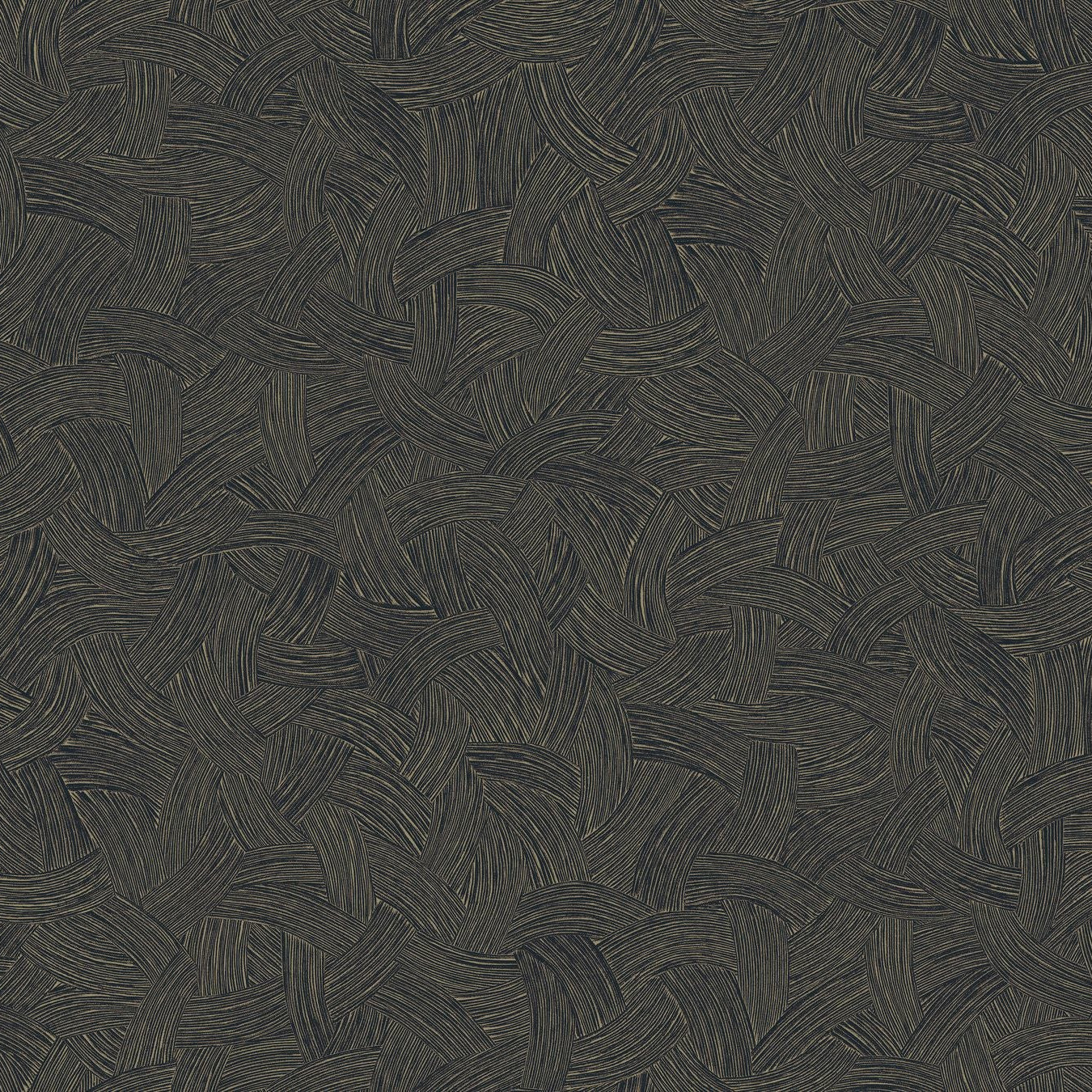 Metallic wallpaper BERENICE - MARINE/DORÉ dark brown with gold