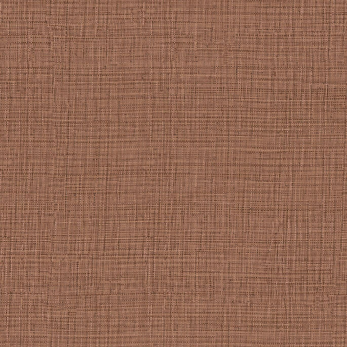 Structural vinyl wallpaper imitating woven raffia SIERRA - ACAJOU warm brown