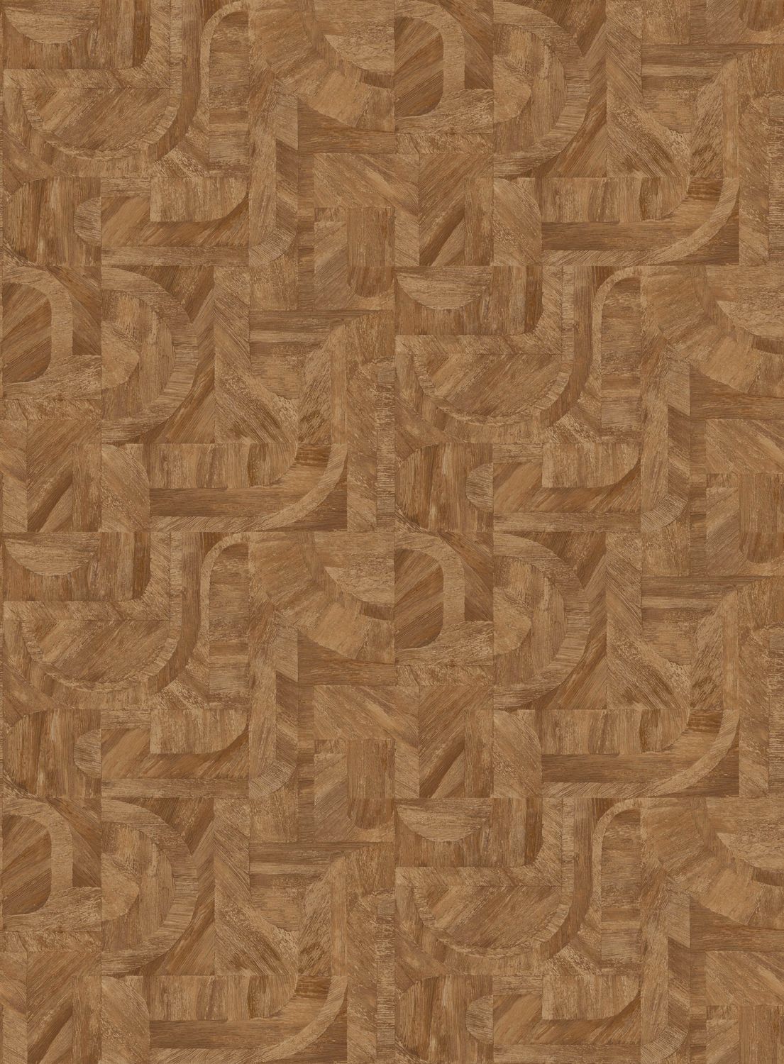 Wallpaper with a pattern inspired by the intarsia technique INTARSIA - TERRE DE SIENNE copper