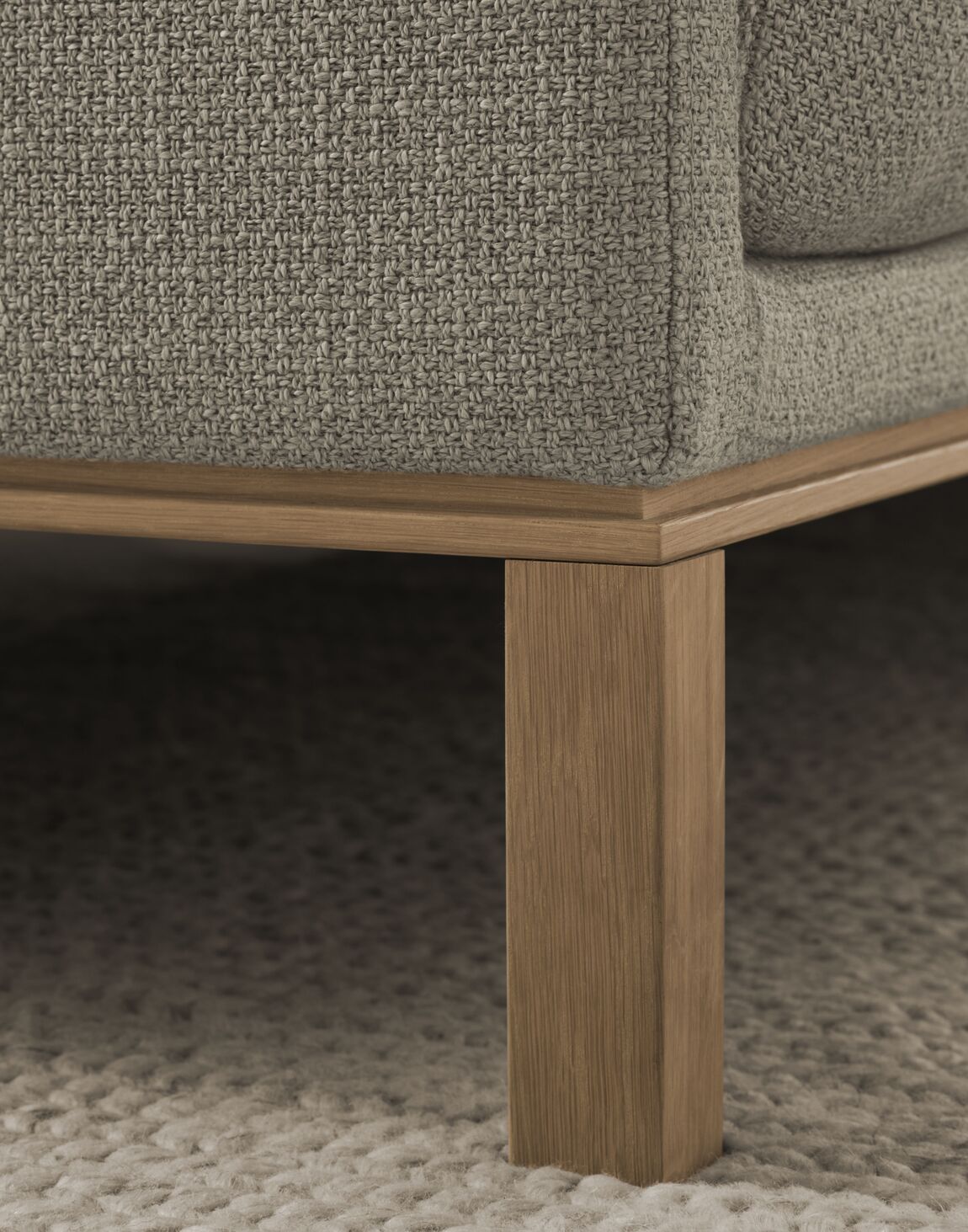 Modulares Sofa gemütlich - links -Hand Chaiselong mit einer Eichenbasis
