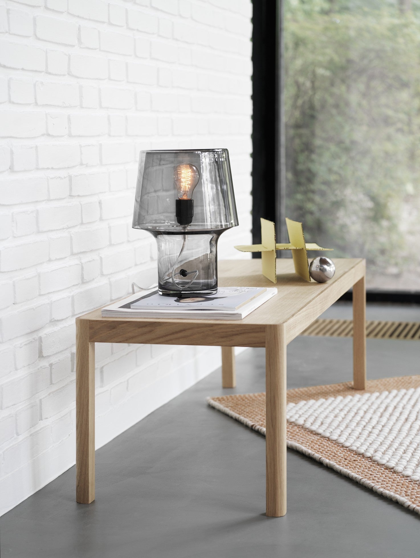 Tischlampe COSY rauchiges Glas