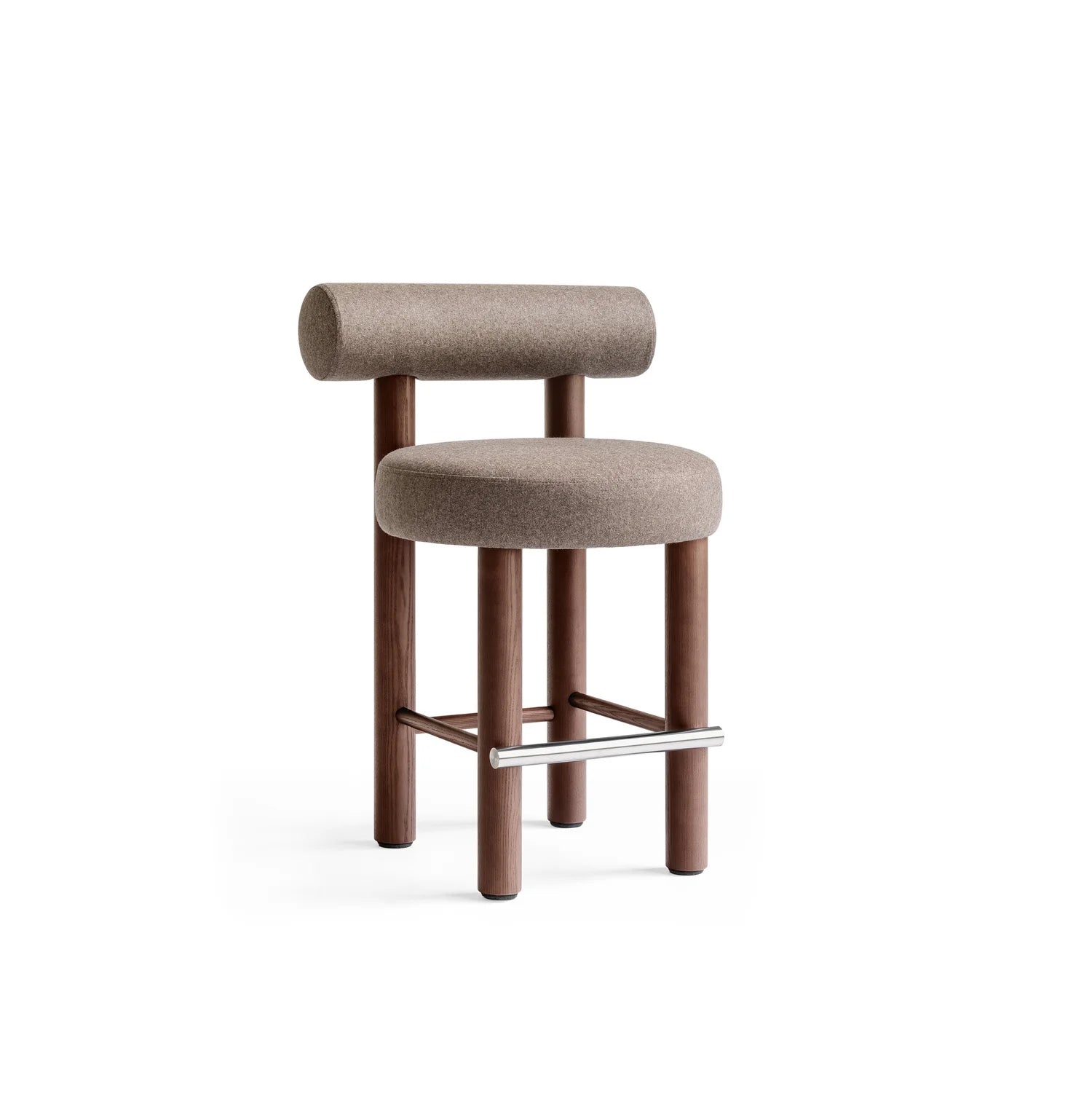 Upholstered Bar Stool GROPIUS CS2 with Wooden Base