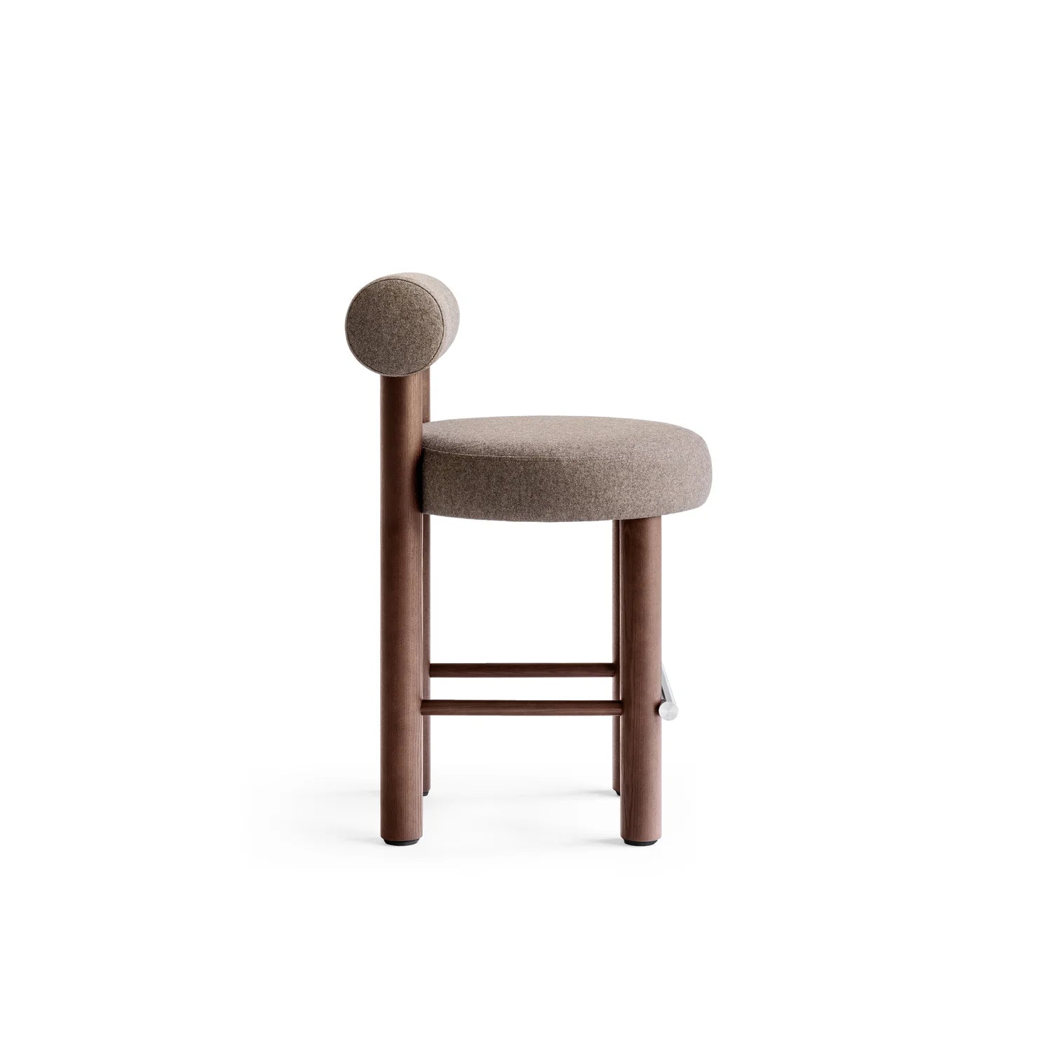 Upholstered Bar Stool GROPIUS CS2 with Wooden Base