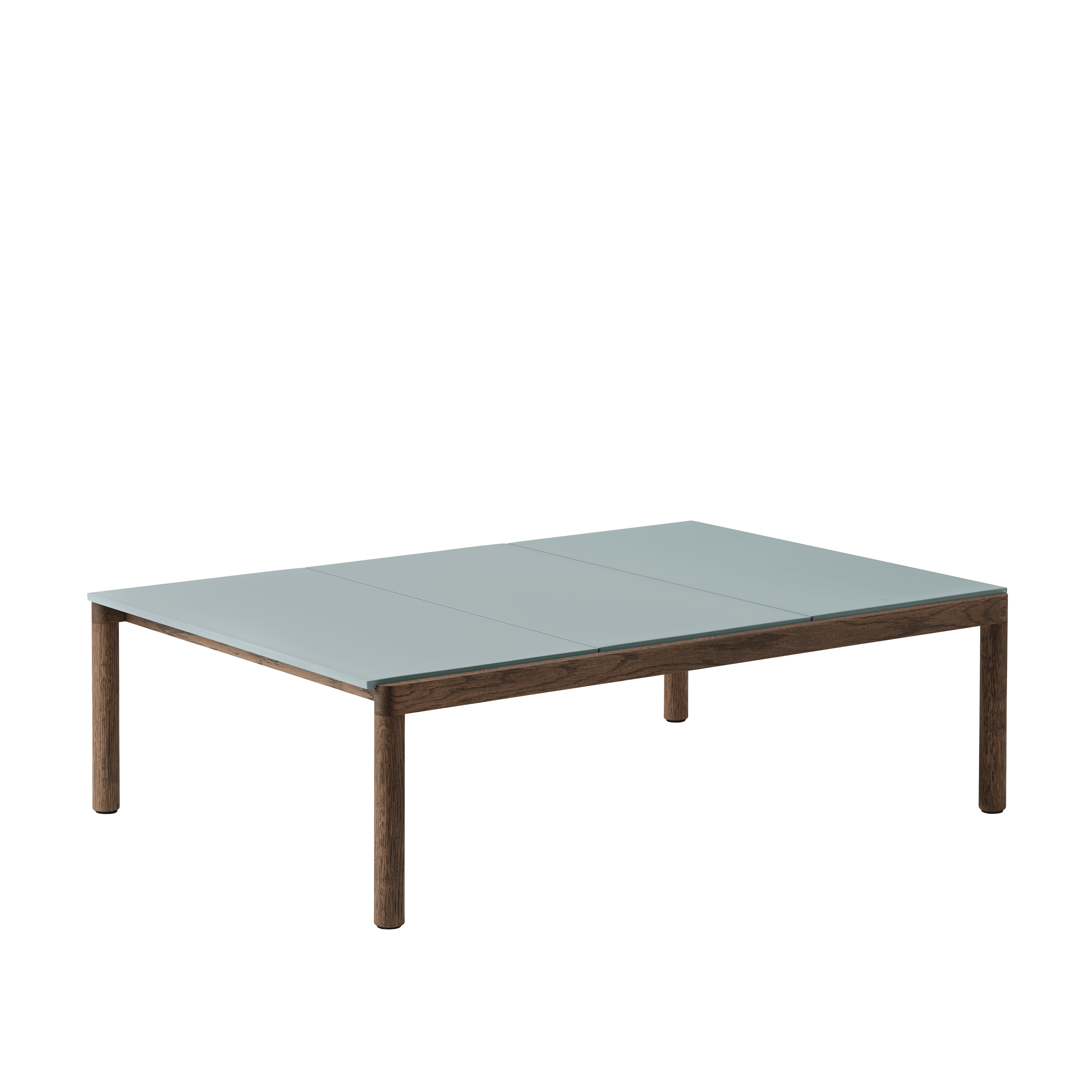Couchtisch COUPLE blau mit dunklem Eichenfuß