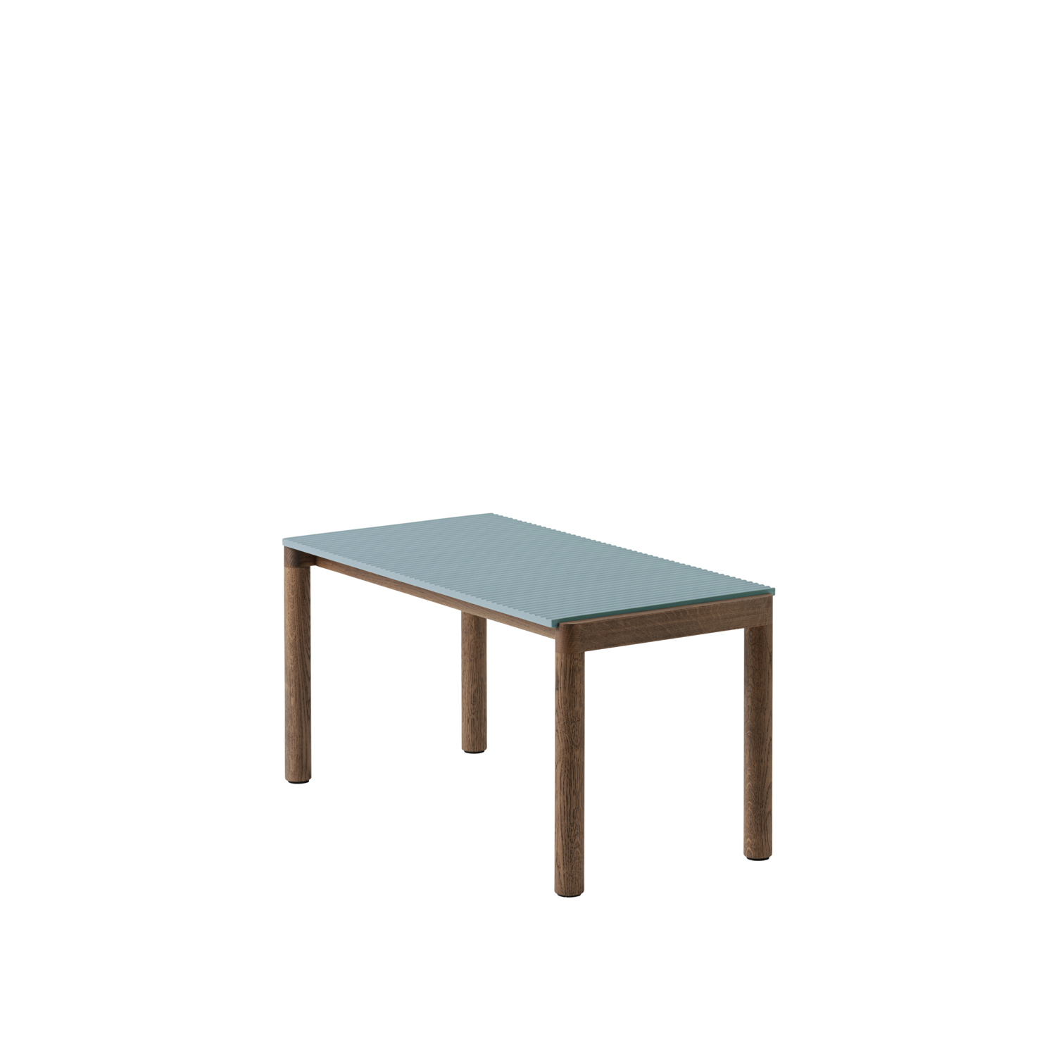 Couchtisch COUPLE blau mit dunklem Eichenfuß