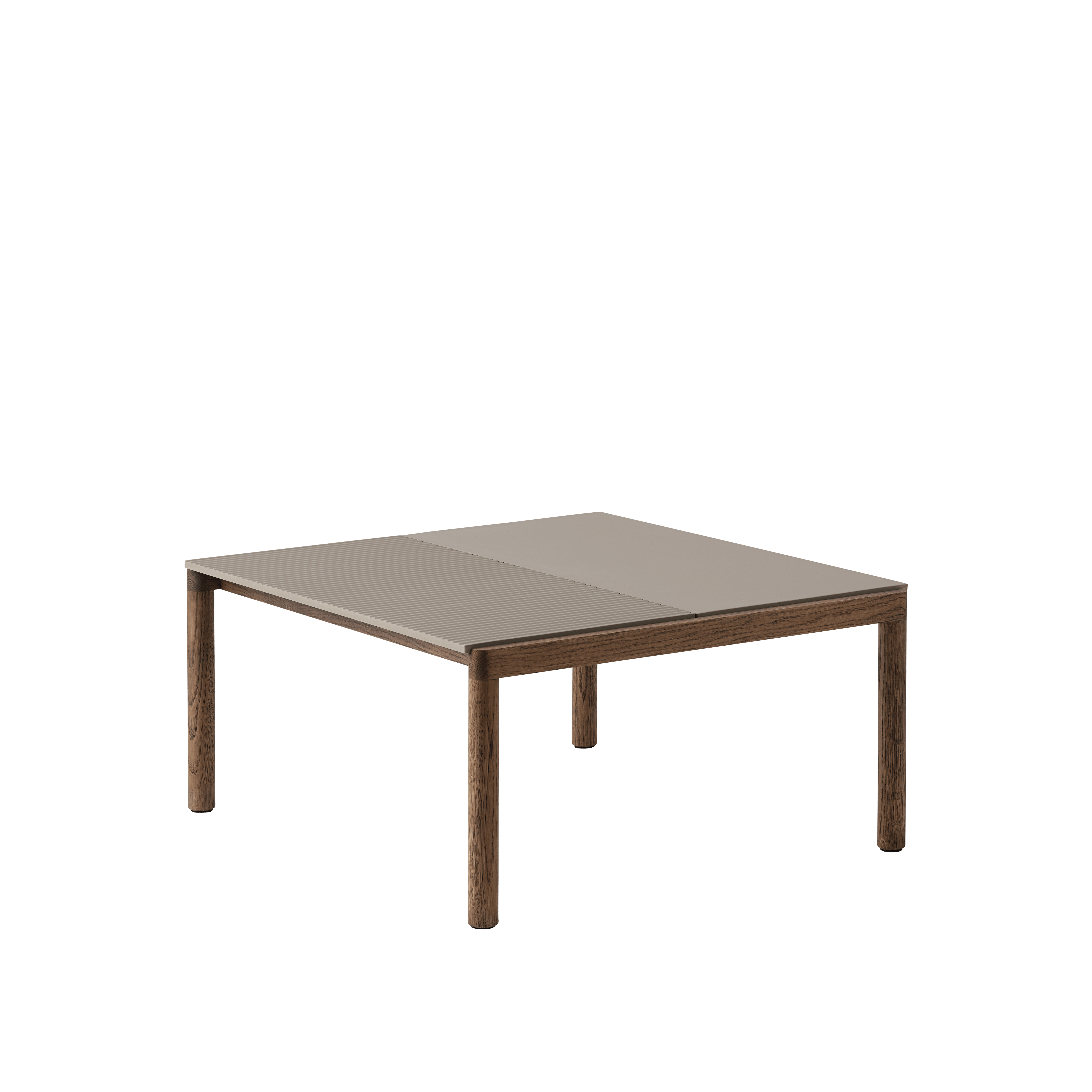 Couchtisch COUPLE taupe mit dunklem Eichenfuß