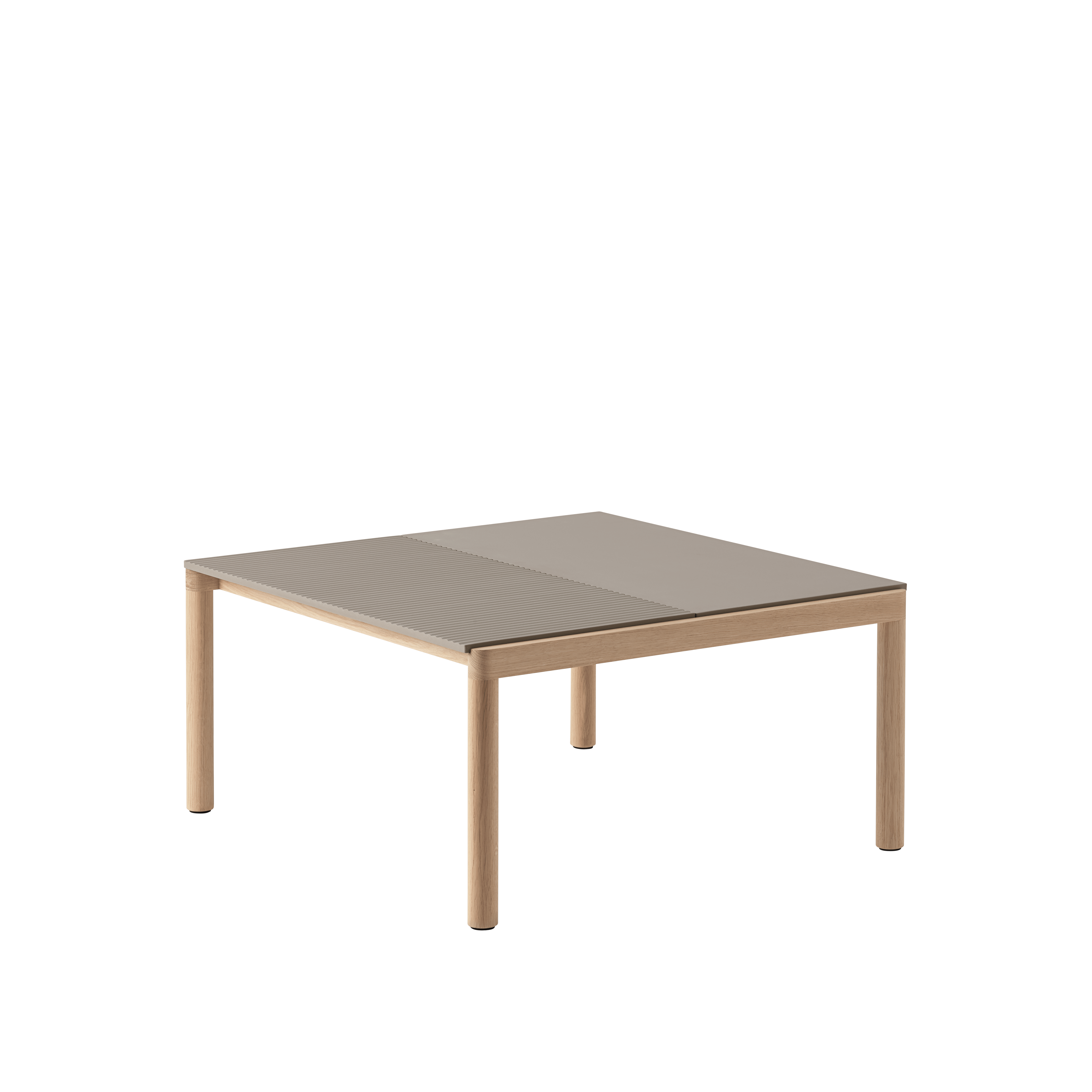 Couchtisch COUPLE taupe mit Eichenbasis