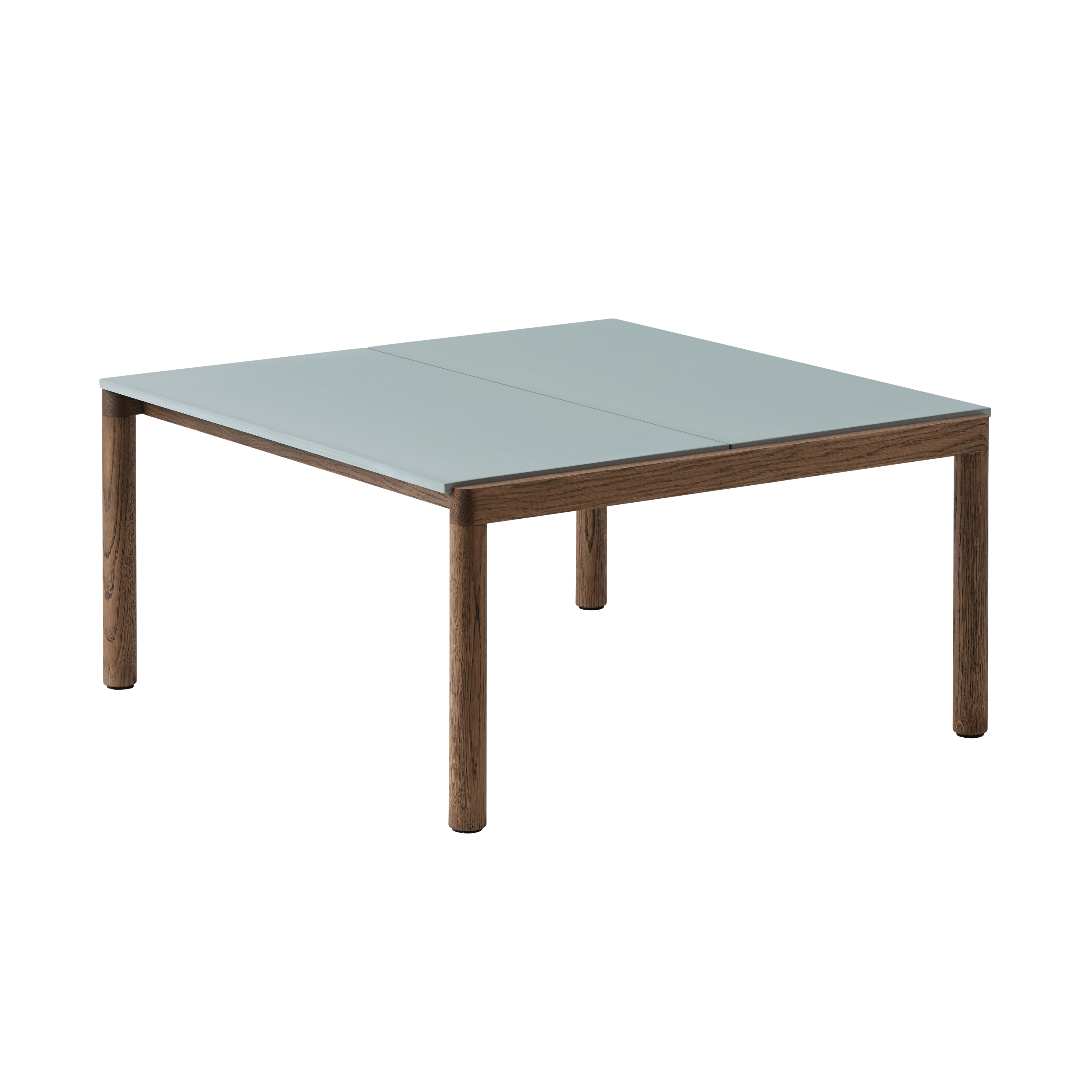 Couchtisch COUPLE blau mit dunklem Eichenfuß