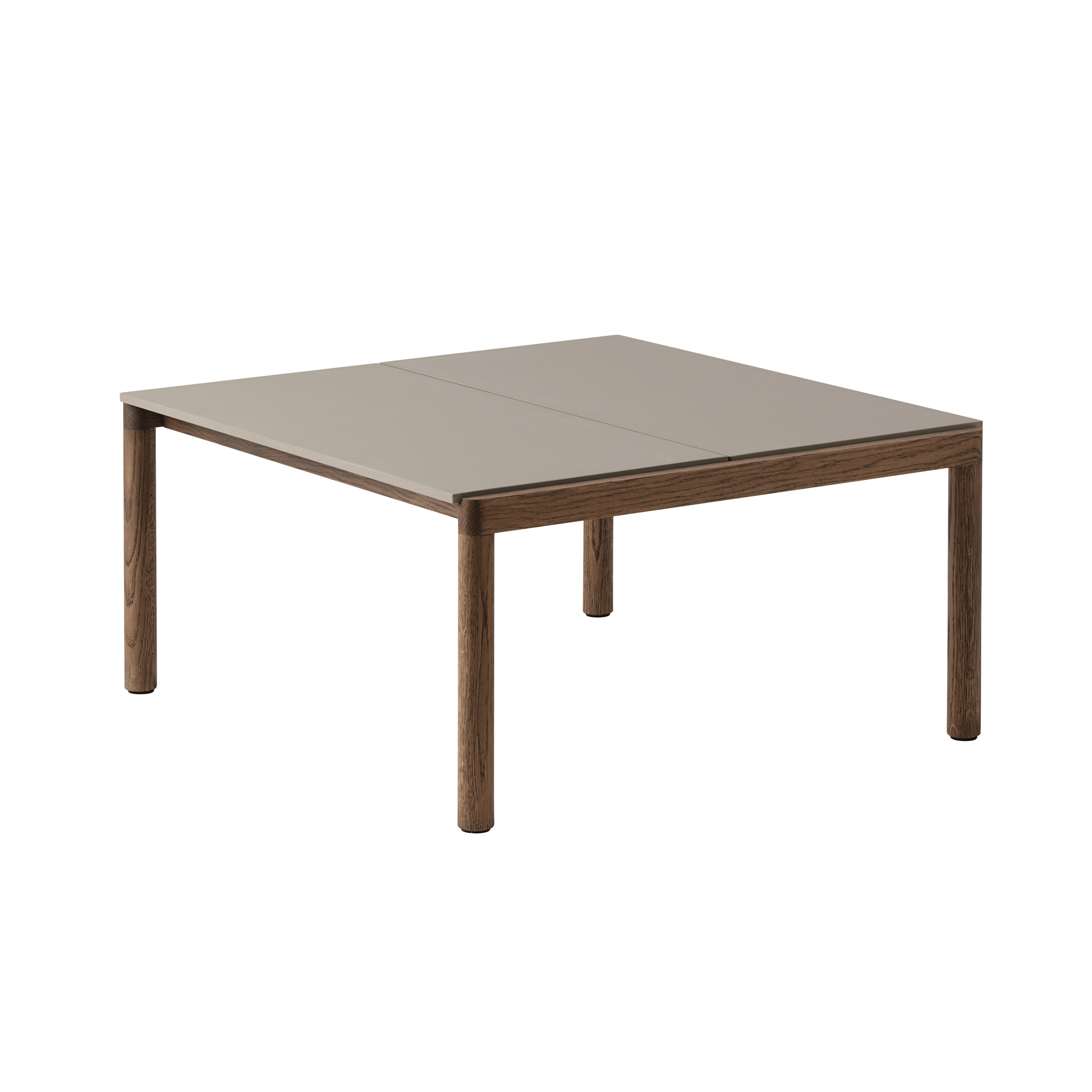 Couchtisch COUPLE taupe mit dunklem Eichenfuß