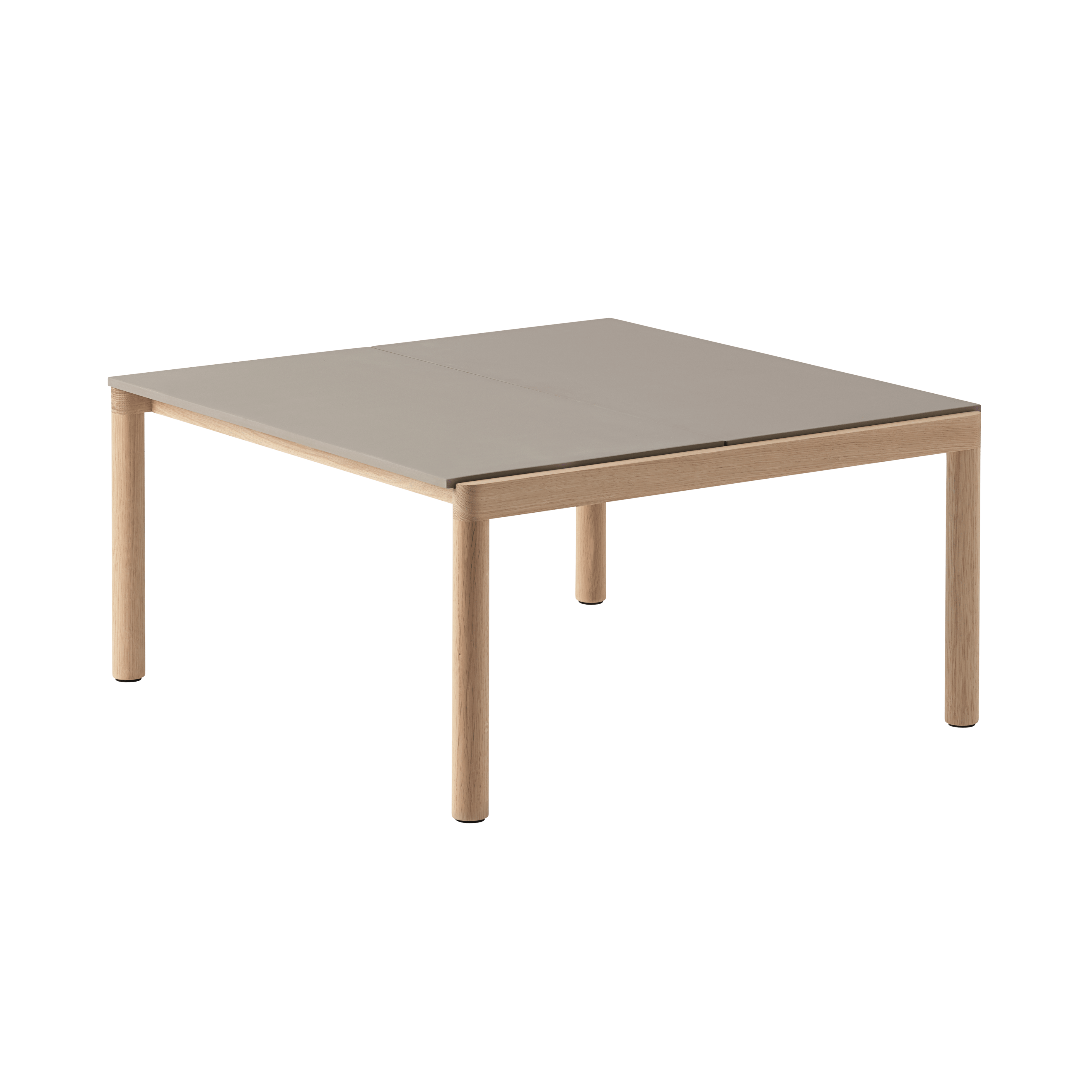 Couchtisch COUPLE taupe mit Eichenbasis
