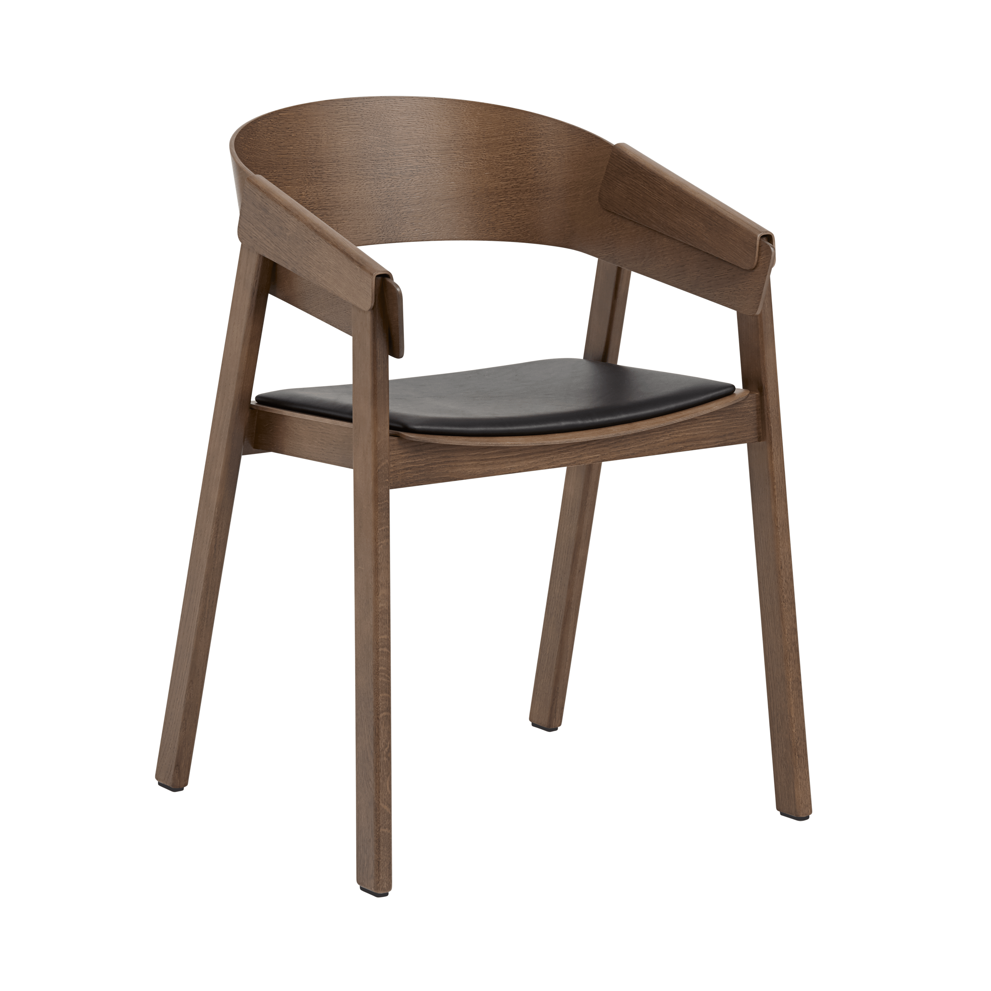 COVER Armchair with Armrests, Customized with a Dark Oak Base