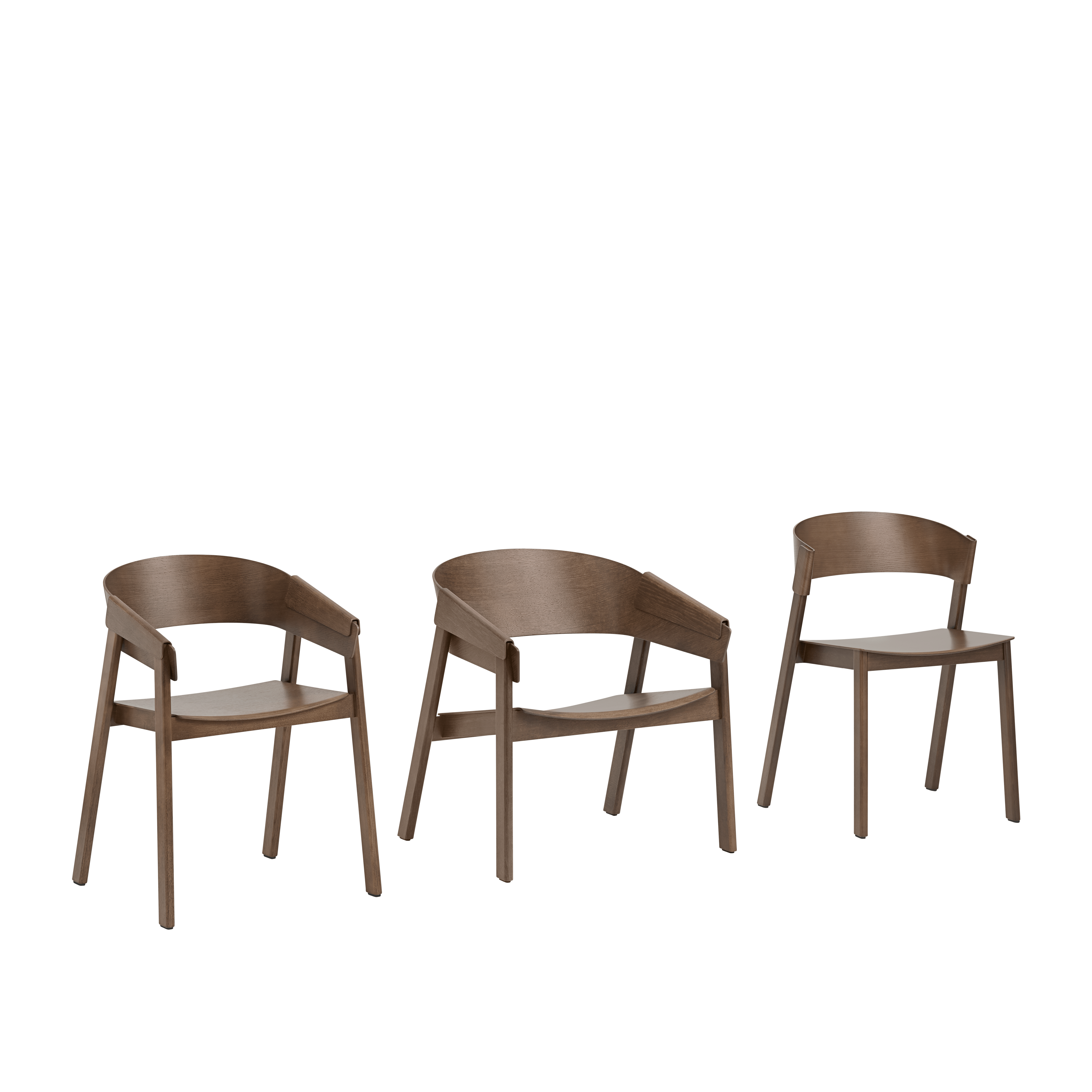COVER Armchair with Armrests Dark Oak Veneer