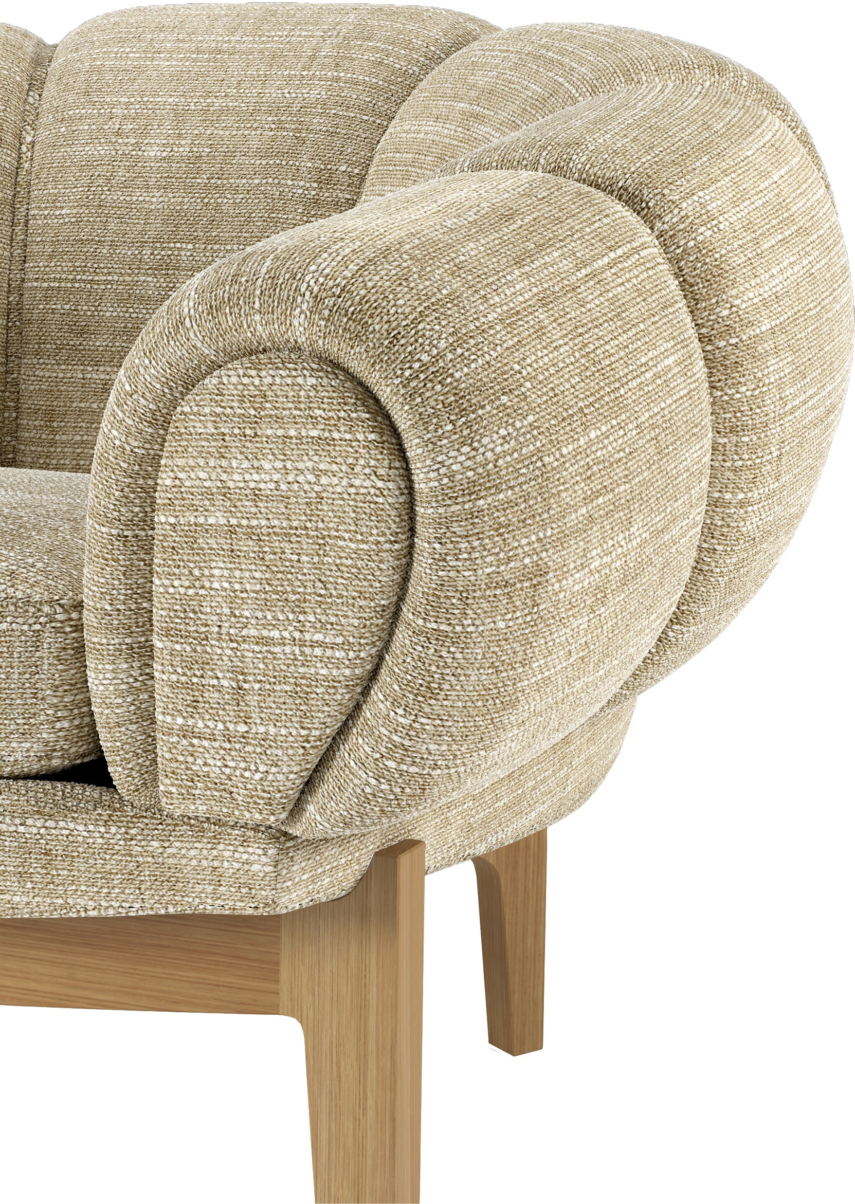 CROISSANT upholstered armchair with an oak base