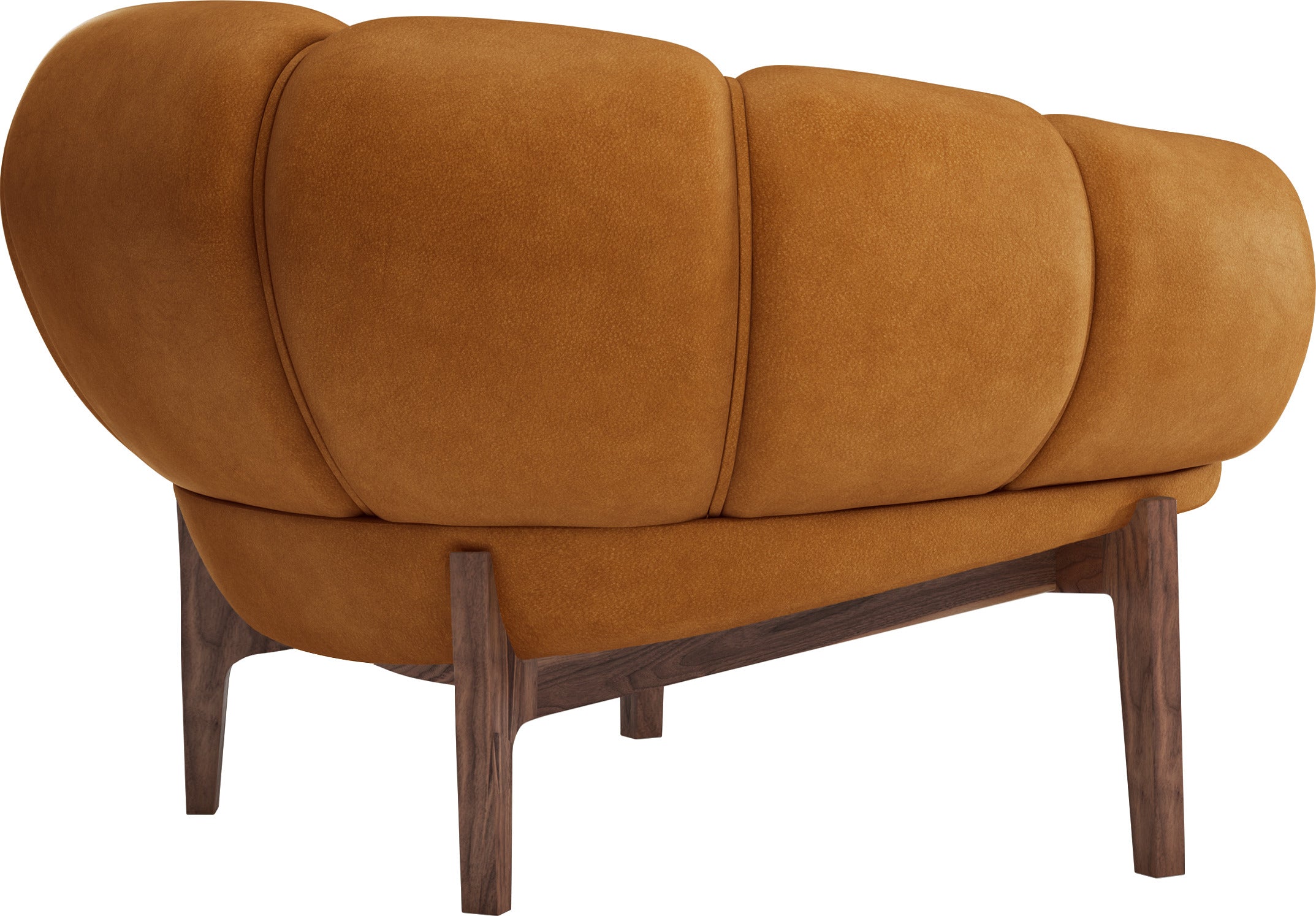 CROISSANT upholstered armchair with walnut base