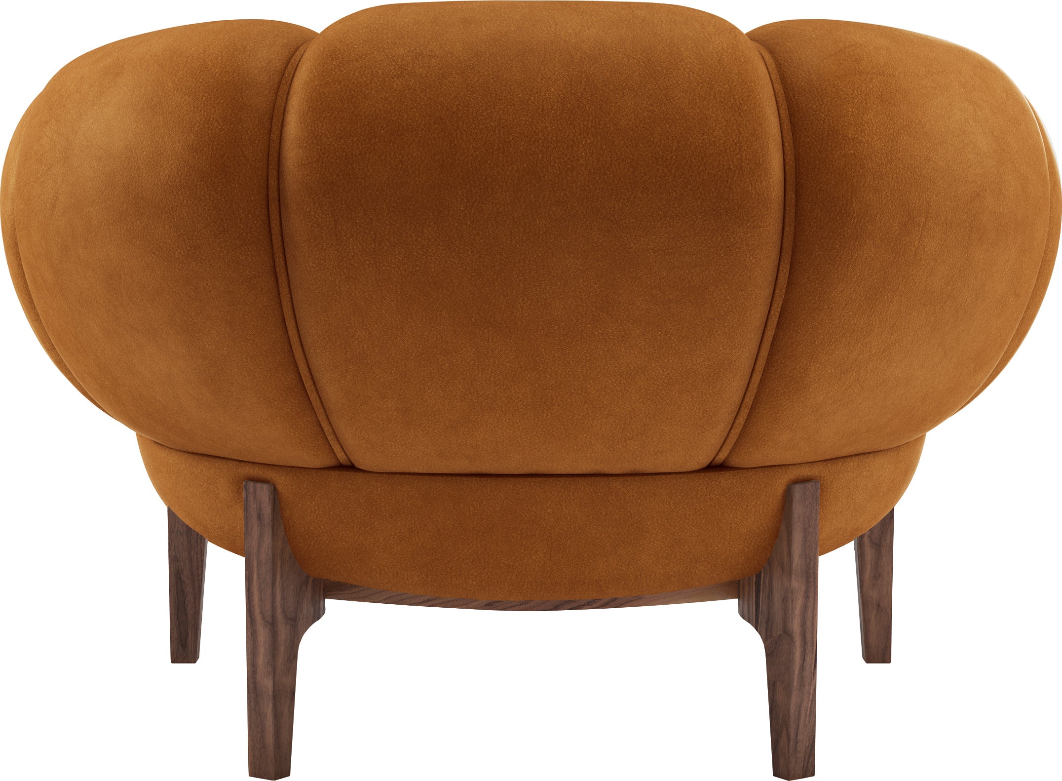 CROISSANT upholstered armchair with walnut base