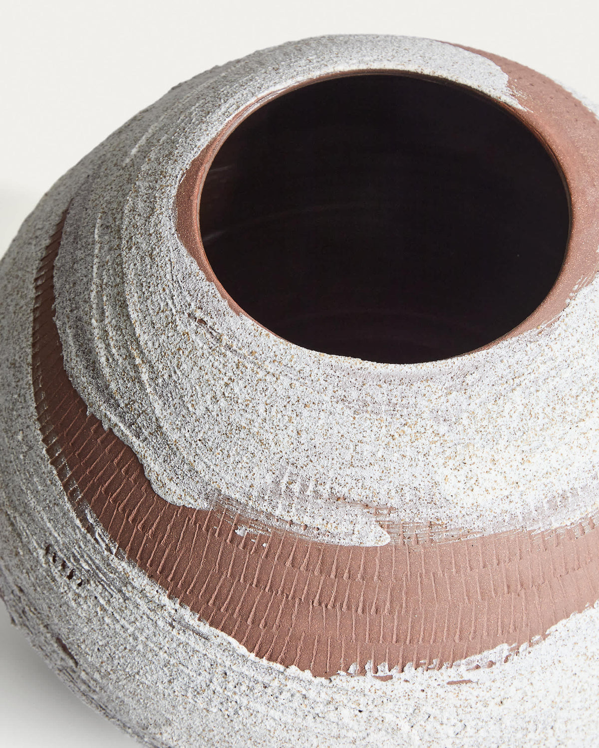 Wazon EMIRO terakotowy z białym ceramiczny – ujęcie 3