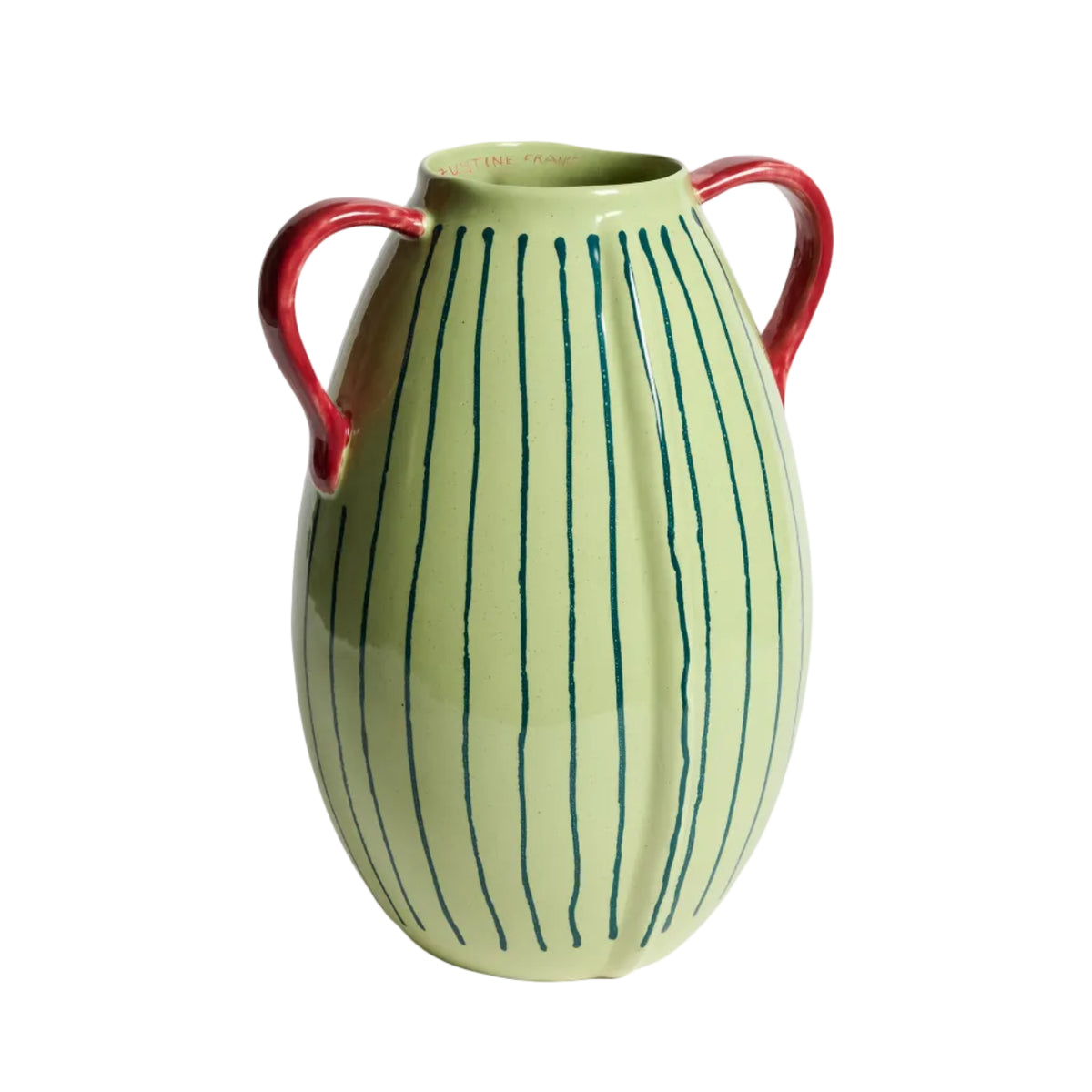 Wazon JUSTINE FRANCO zielony z czerwonym ceramiczny – Kave Home
