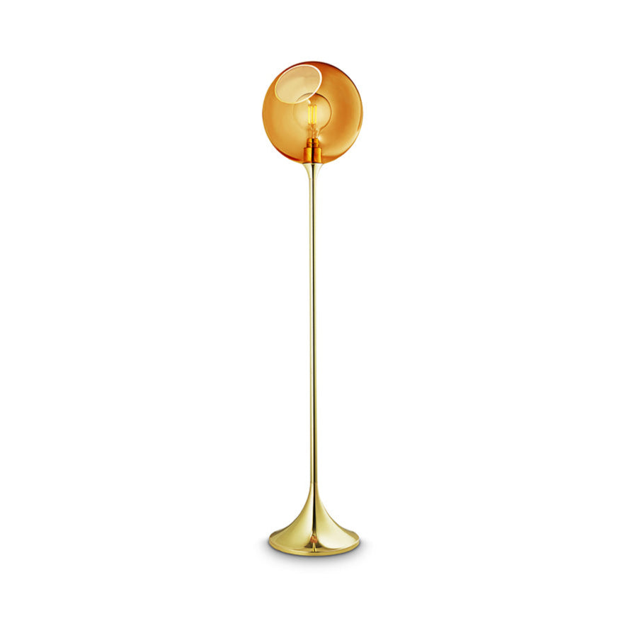 Ballroom floor lamp amber with a gold base