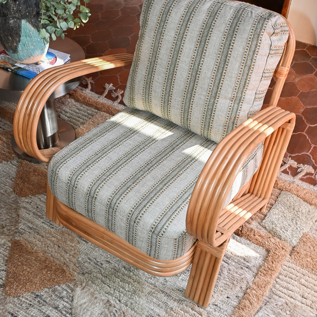 BAMBOO armchair green with stained bamboo