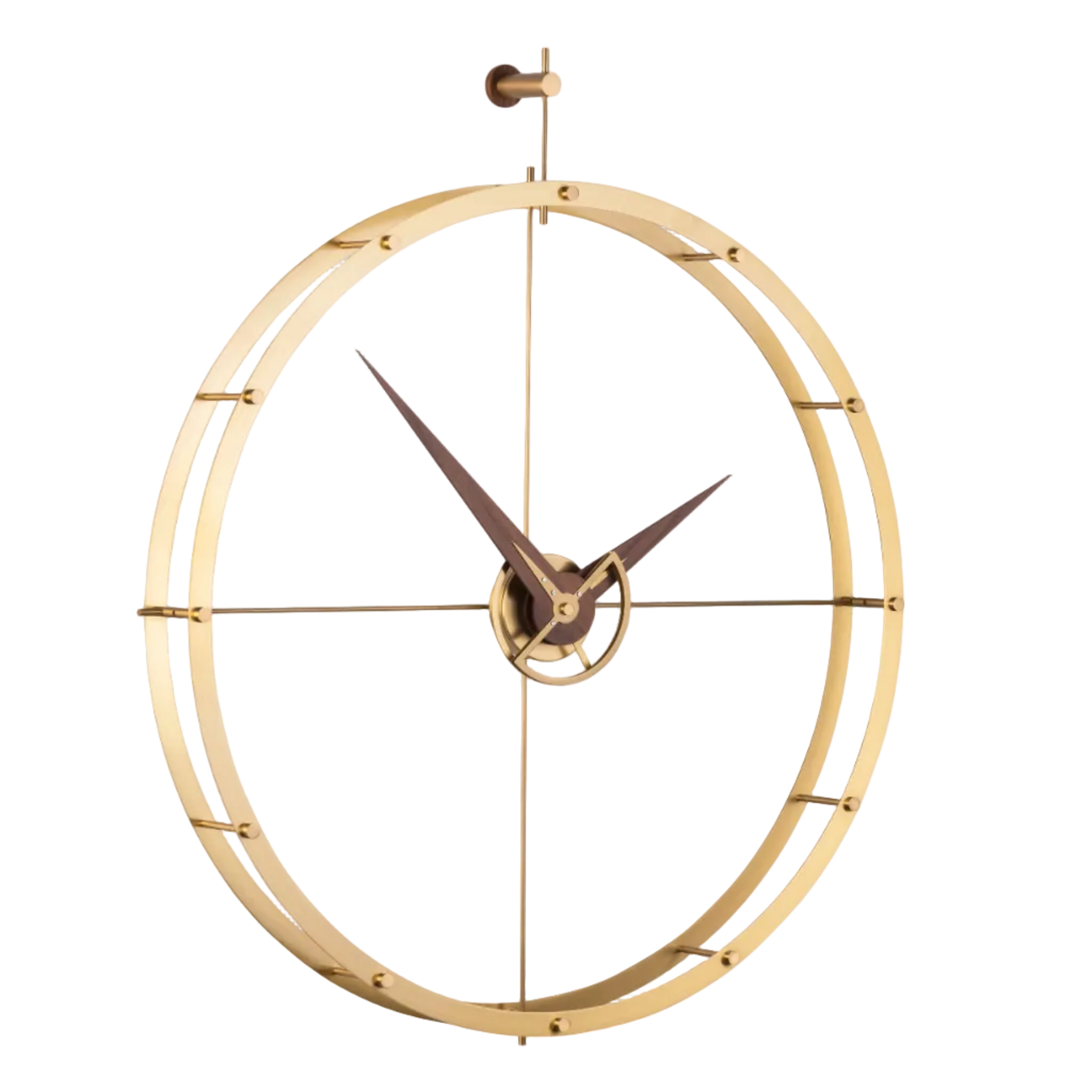 Wanduhr DOUBLE O PREMIUM Nussbaum mit messingfarbener Veredelung