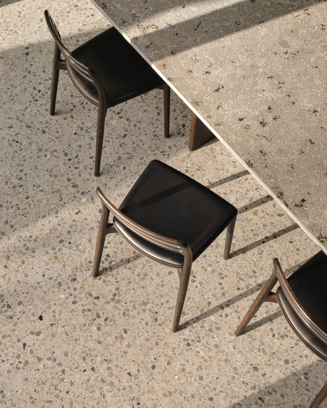 CABIN Chair Black Leather with Dark Oak Base
