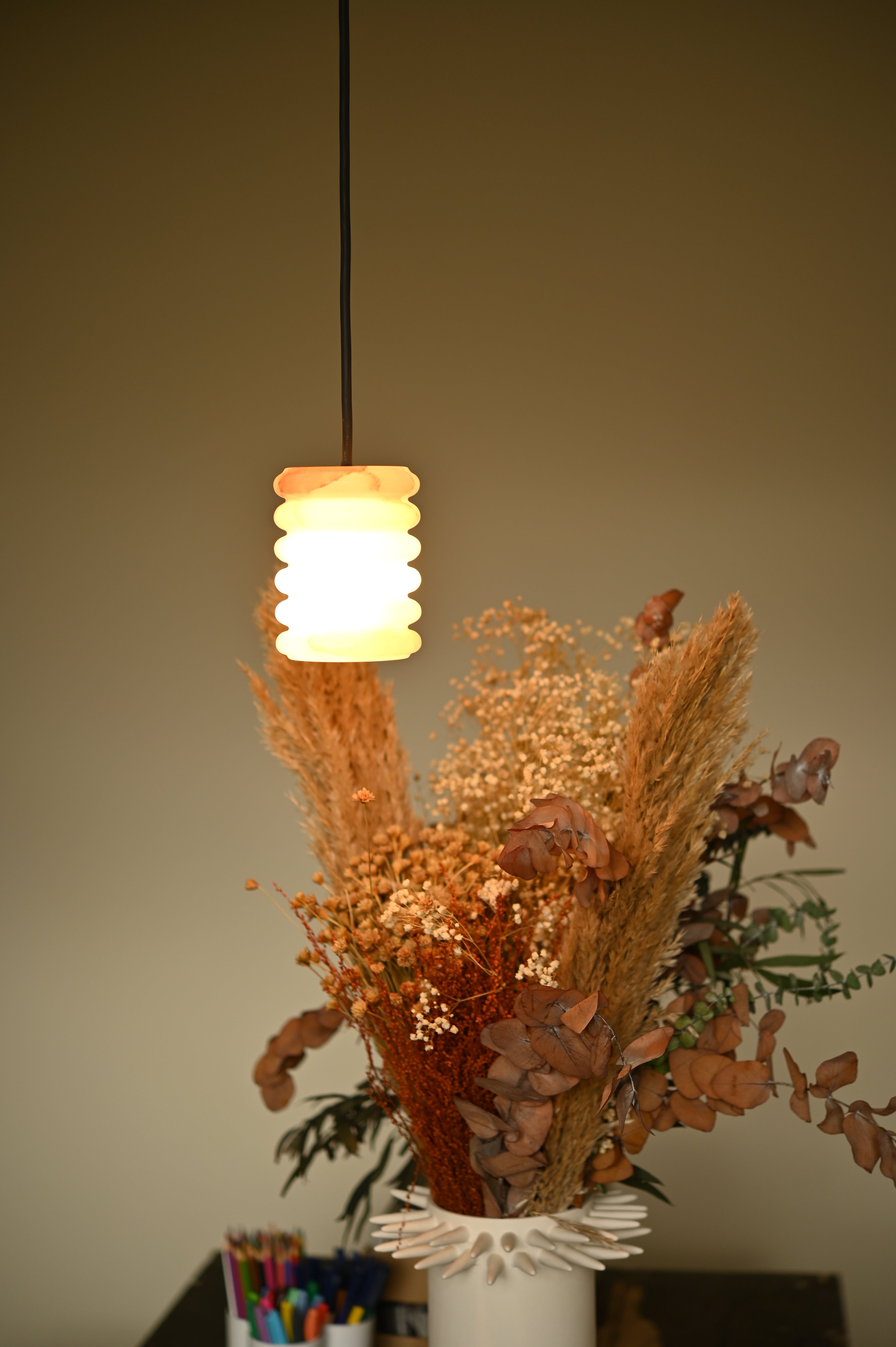 Hanging Lamp MANIKO FLUTA White Alabaster