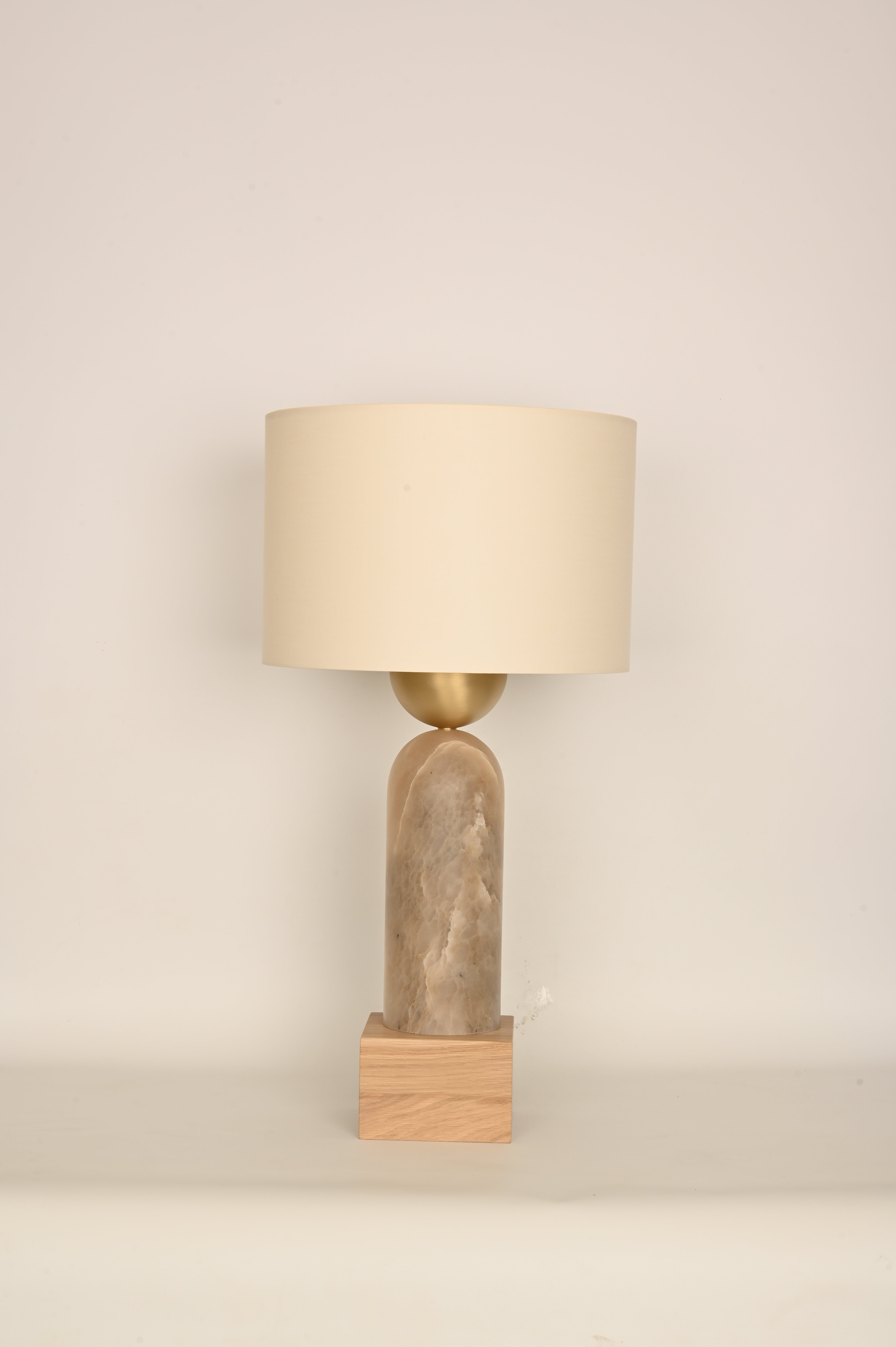 Tischlampe PEONA KELO dunkelbeige Alabaster