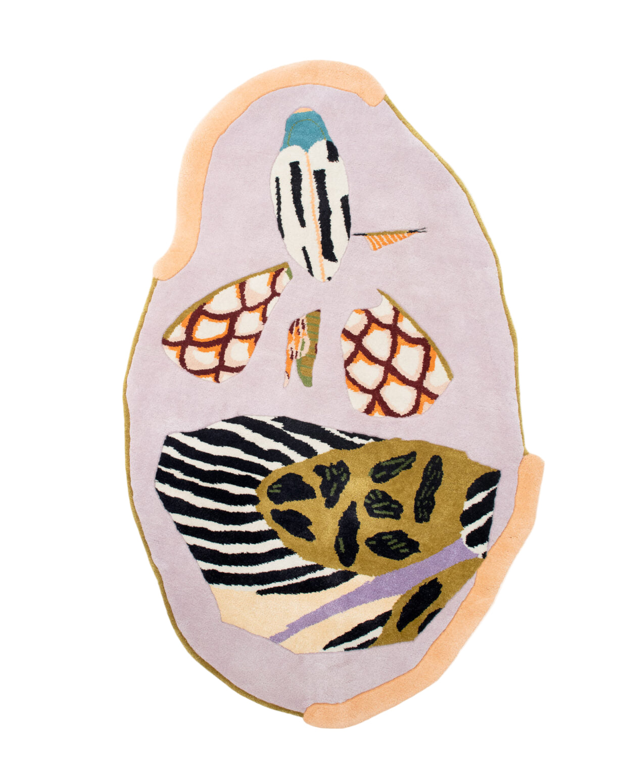 Asymmetrical decorative rug STARLINE pink with mustard