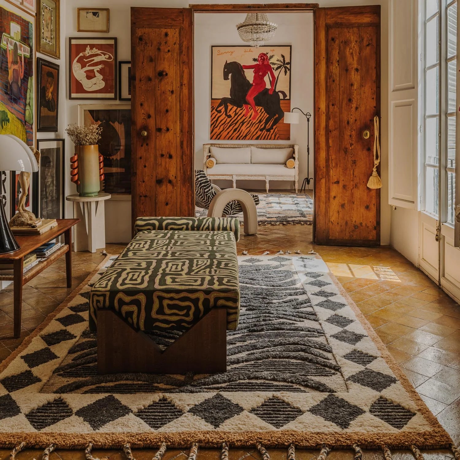 Liege V grün mit beigem Muster