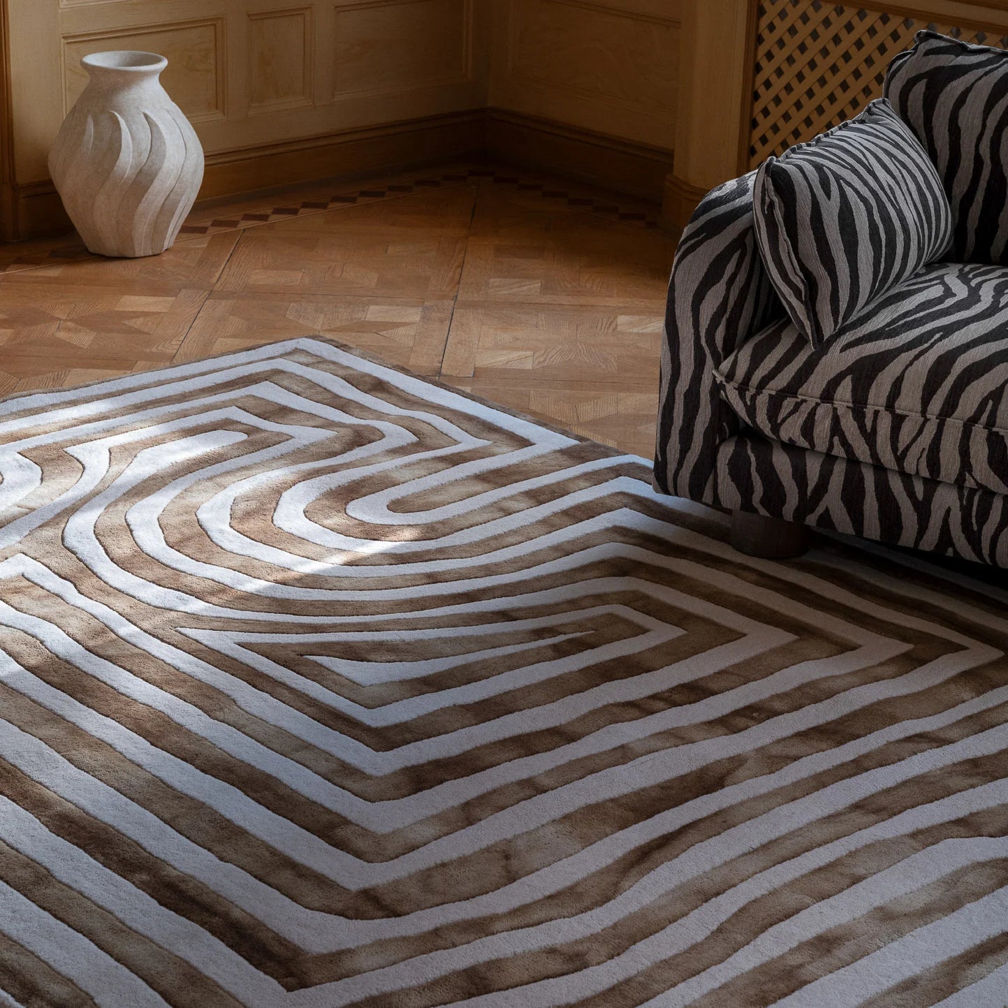 Teppich PSYCHEDELIC LABYRINTH beige