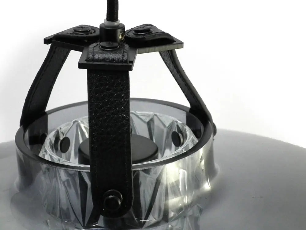 Lampa wisząca ADDICTED TO US dymione szkło z czarną skórą – Design By Us