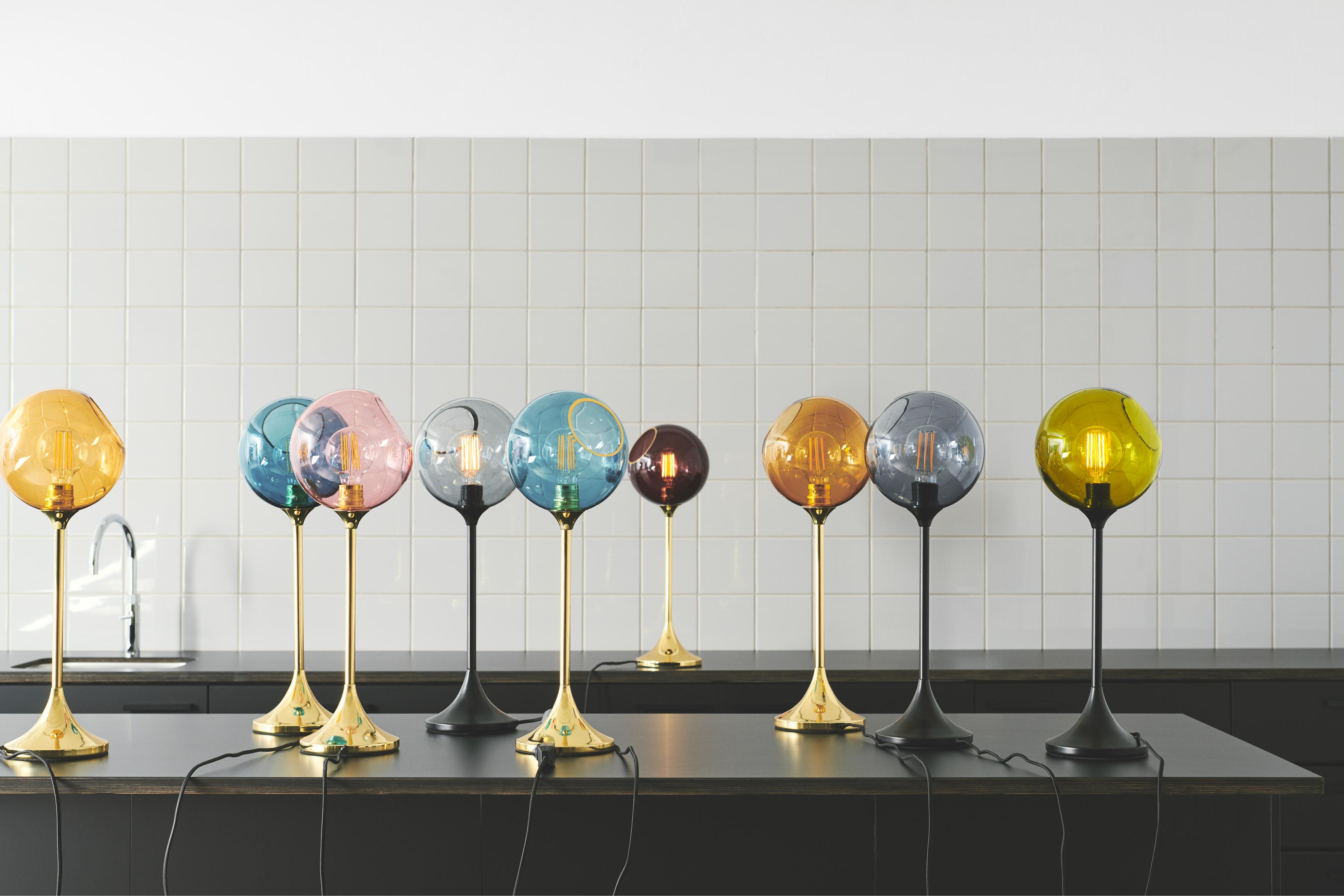 BALLROOM amber table lamp with a gold base