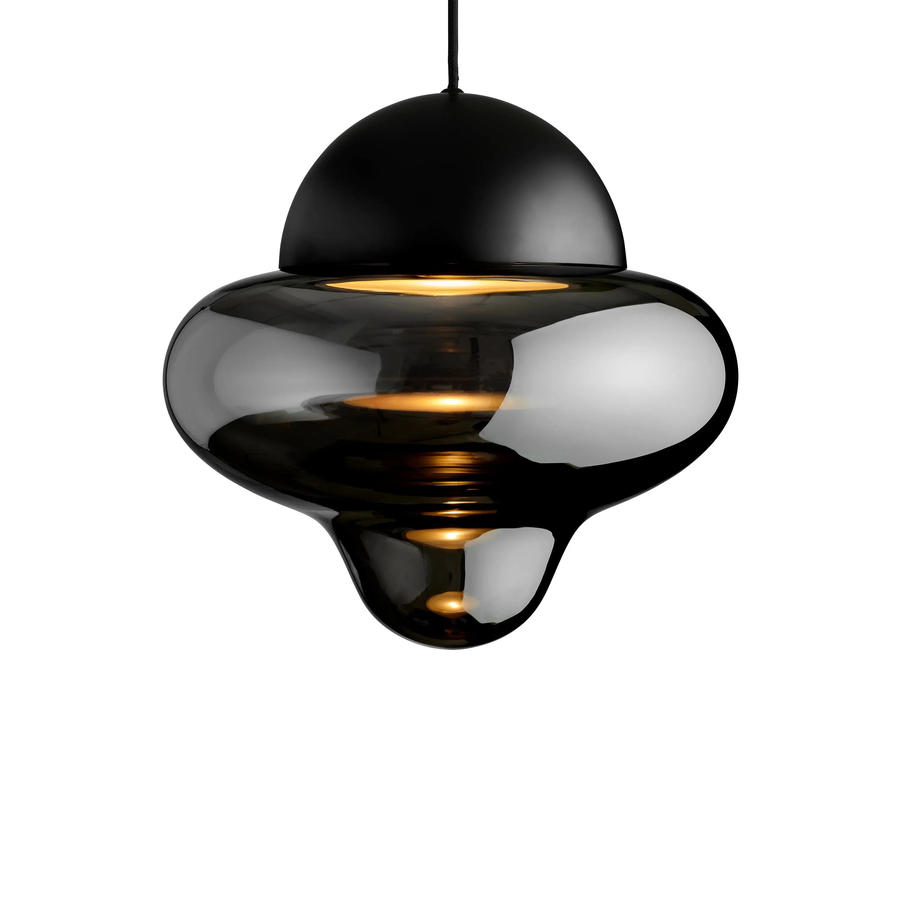 Lampa wisząca NUTTY szkło dymione z czarnym wykończeniem – Design By Us