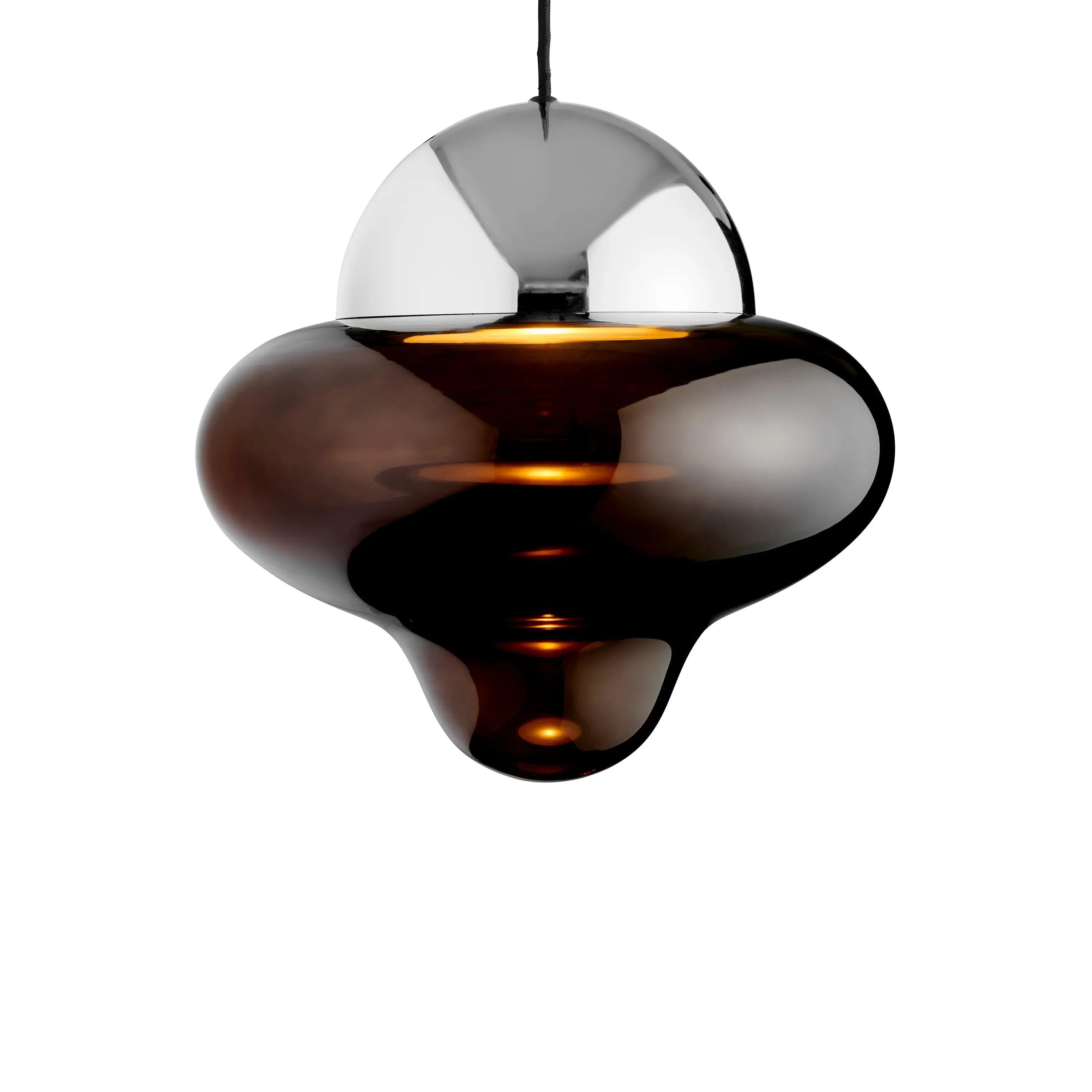 Lampa wisząca NUTTY szkło brązowe ze srebrnym wykończeniem – Design By Us