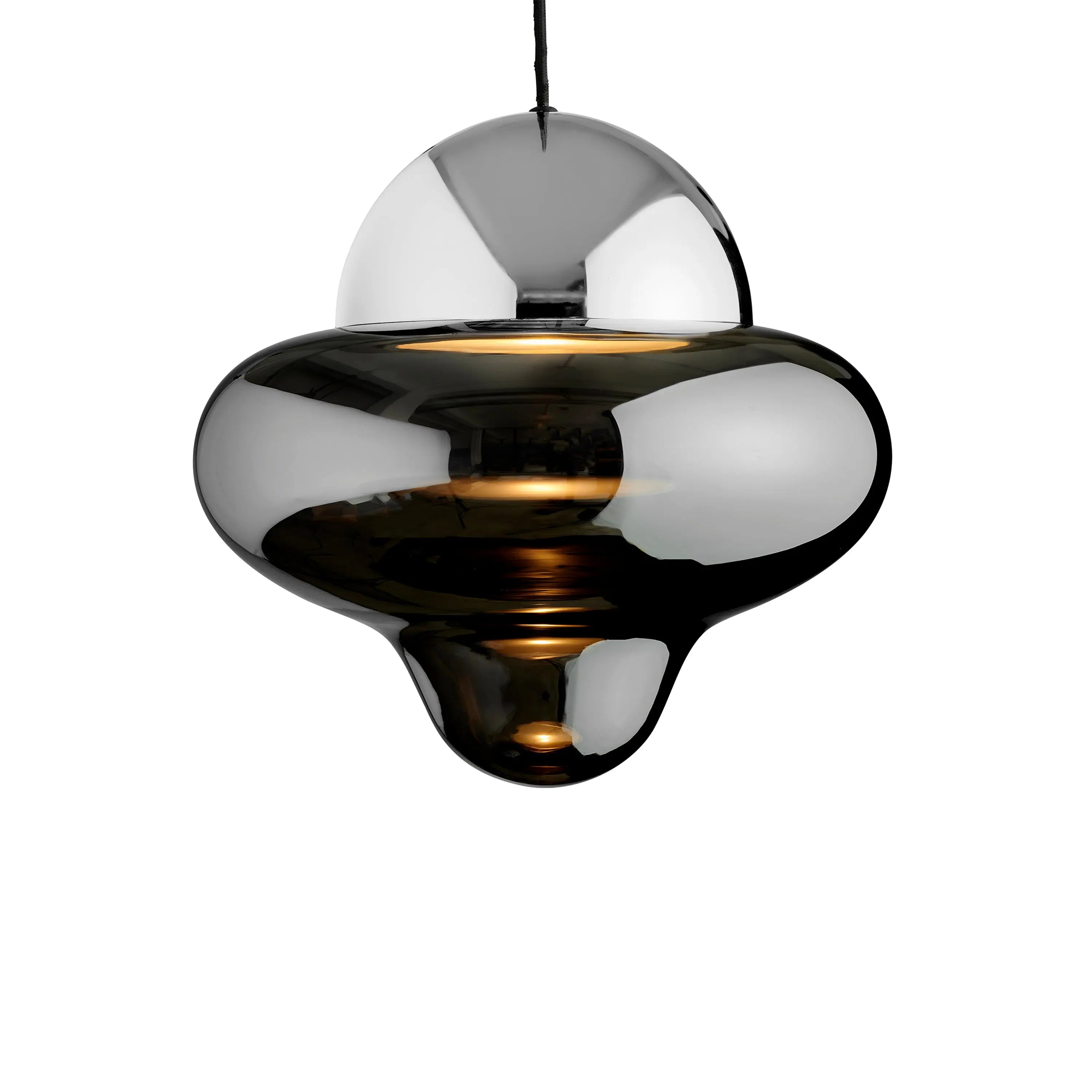 Lampa wisząca NUTTY szkło dymione ze srebrnym wykończeniem – Design By Us