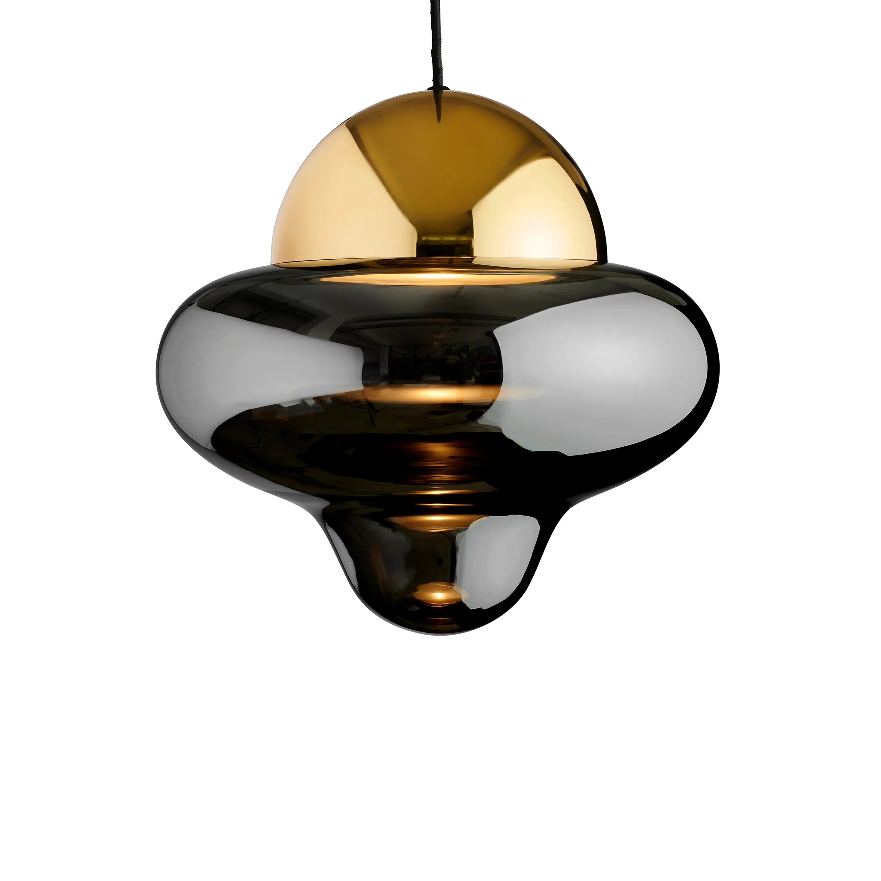 Lampa wisząca NUTTY szkło dymione ze złotym wykończeniem – Design By Us
