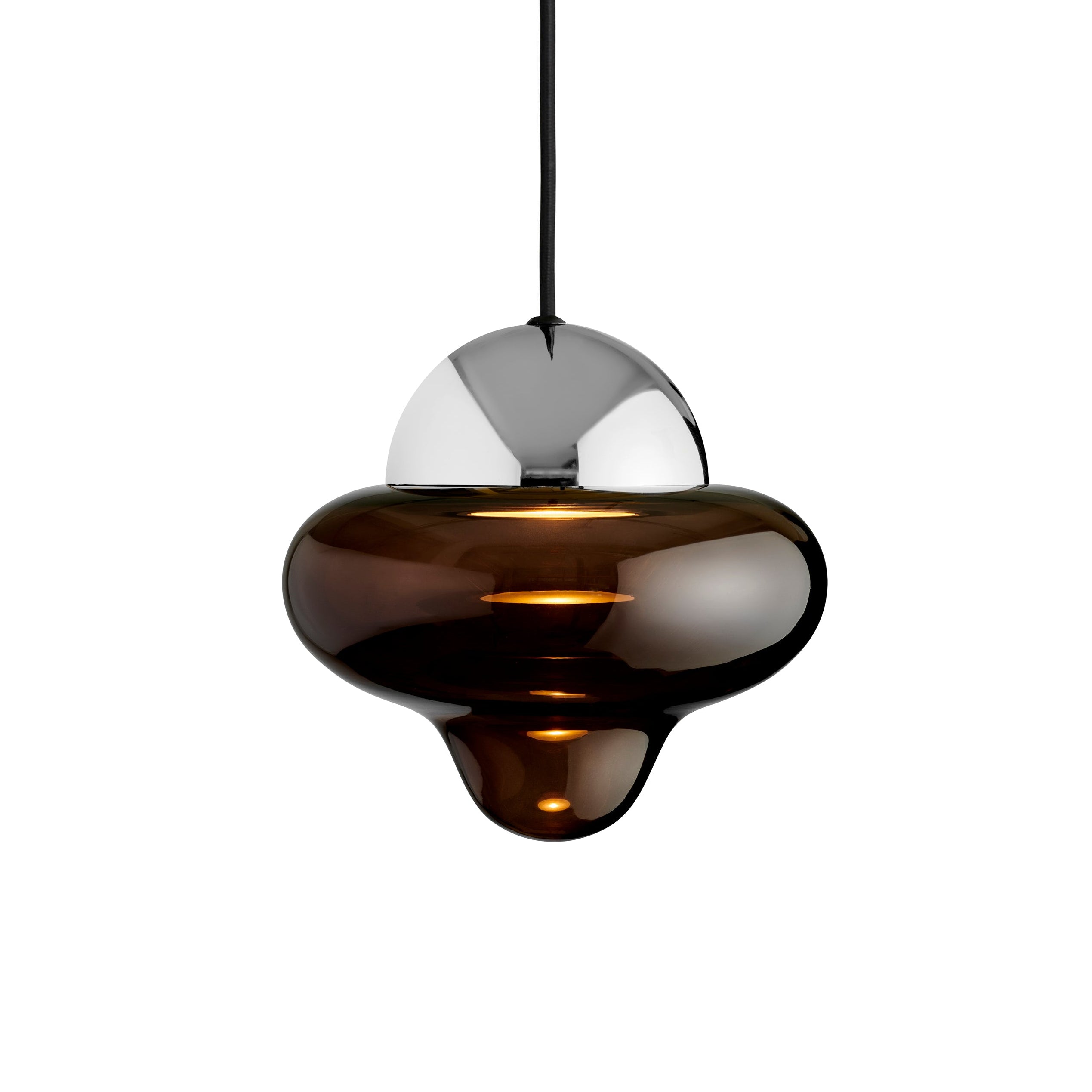 NUTTY pendant lamp brown glass with silver finish