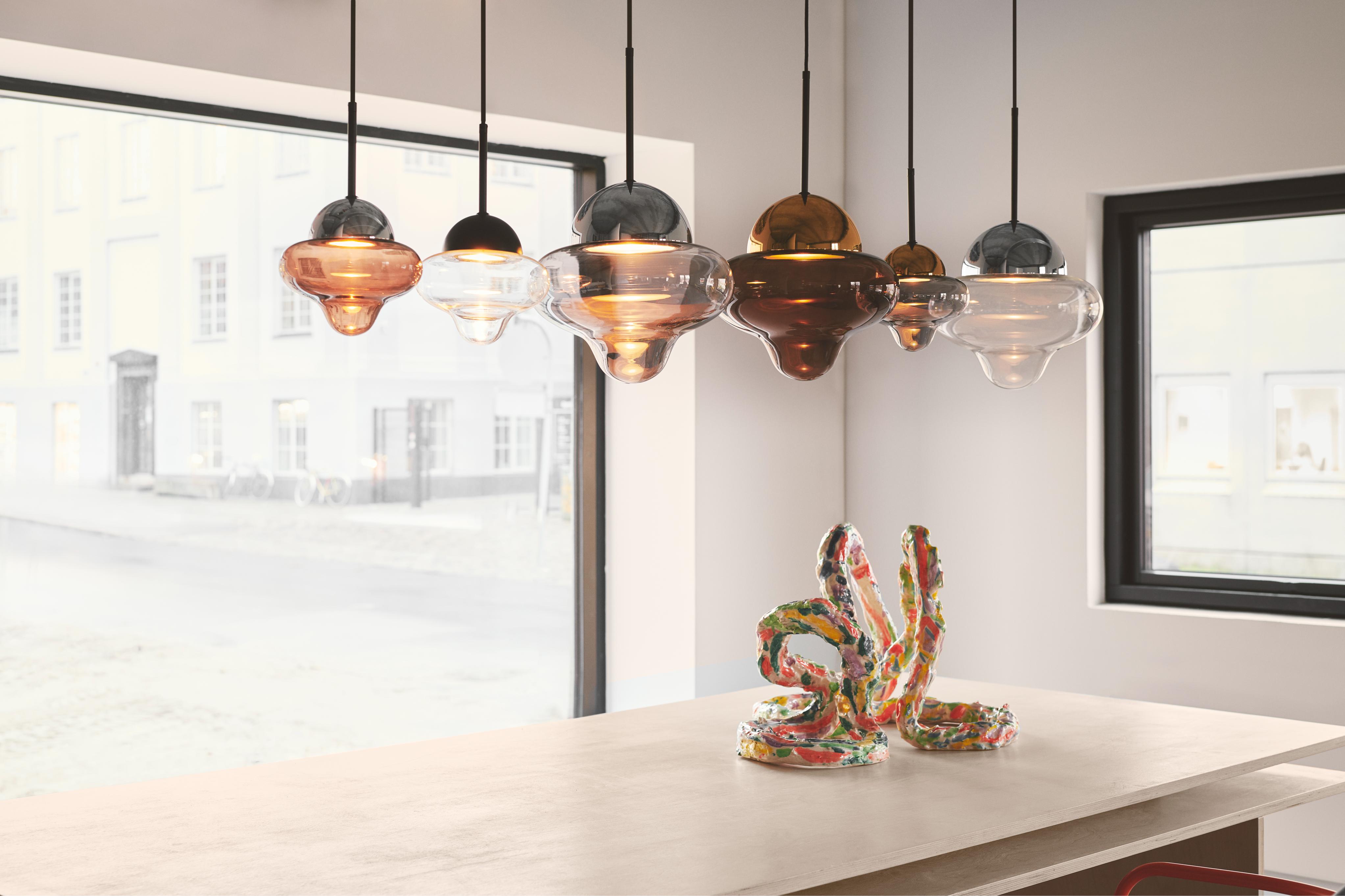 NUTTY pendant lamp brown glass with gold finish