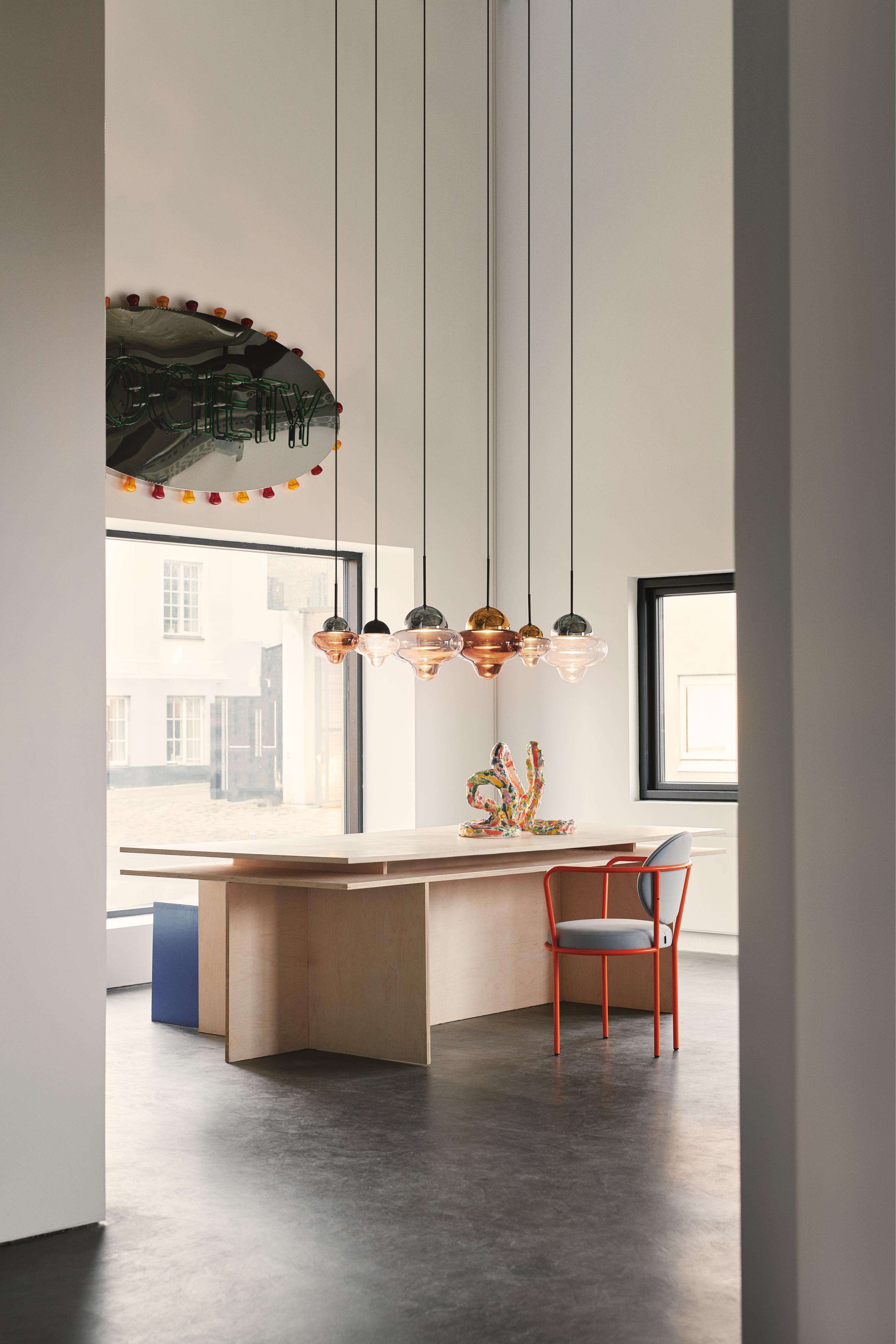 NUTTY pendant lamp brown glass with gold finish