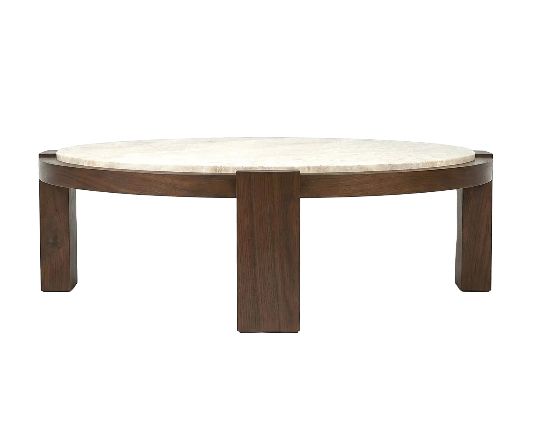 DEAN coffee table travertine with wooden base