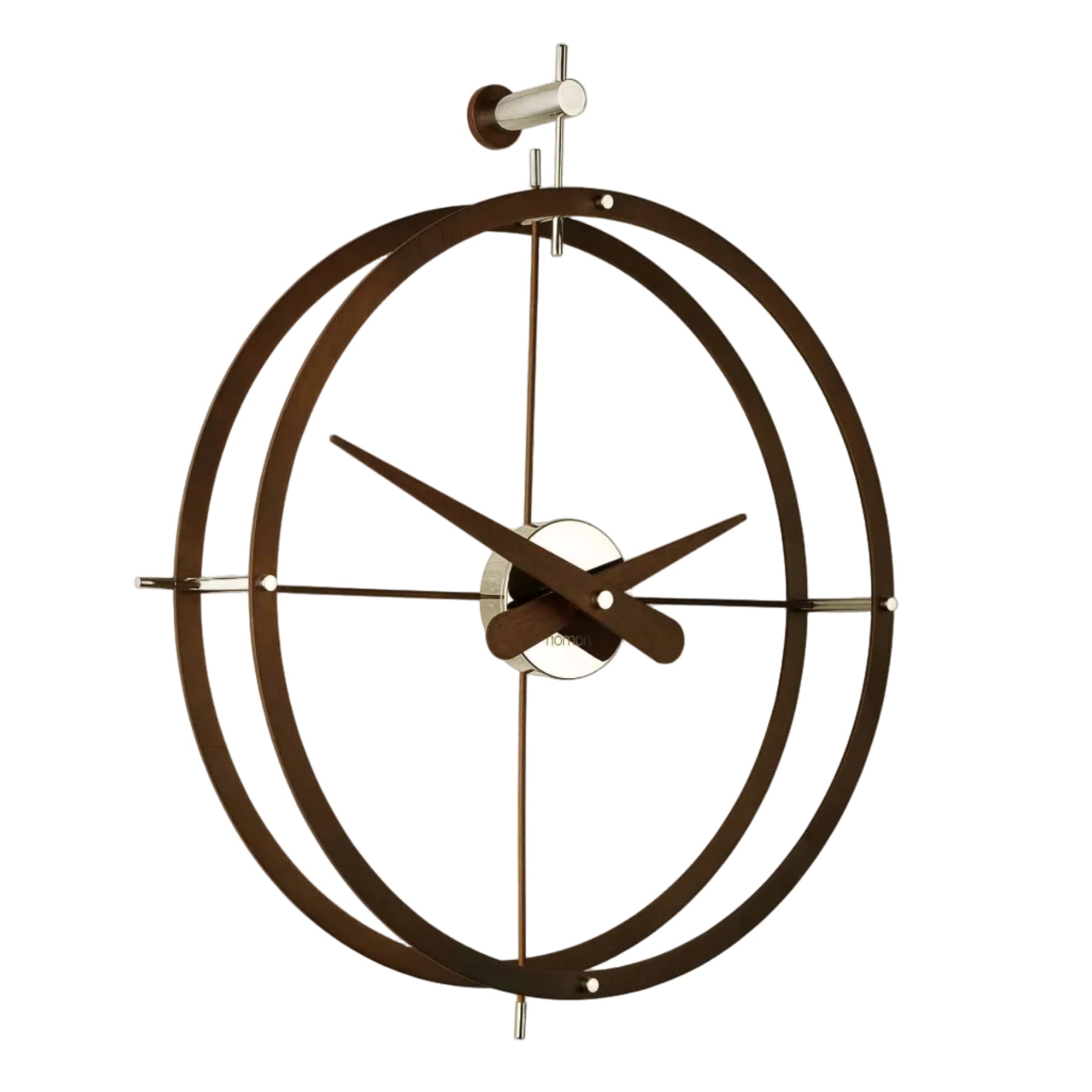 Wanduhr DOS PUNTOS Nussbaum mit Chrom
